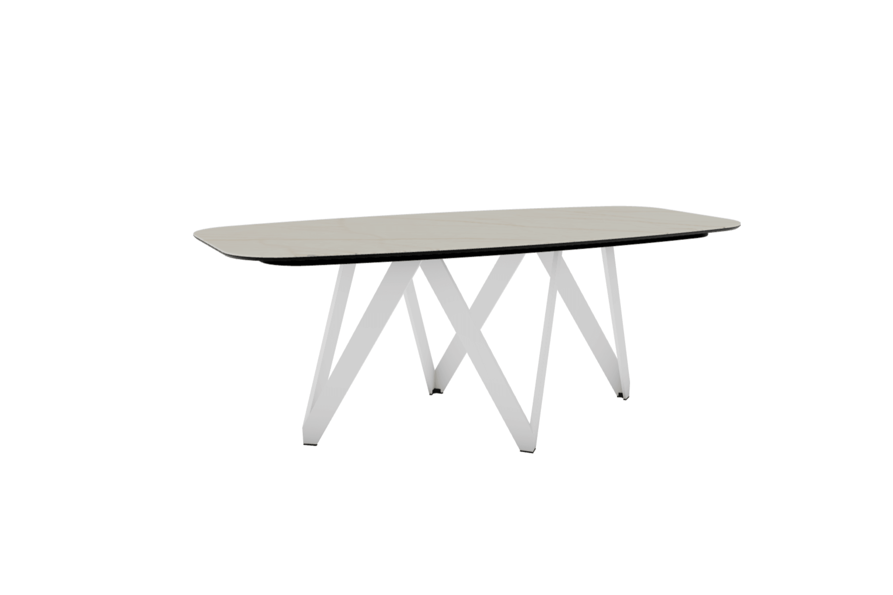 Stół CARTESIO złoty marmur z metalową podstawą Calligaris 200 cm matowa biel Eye on Design