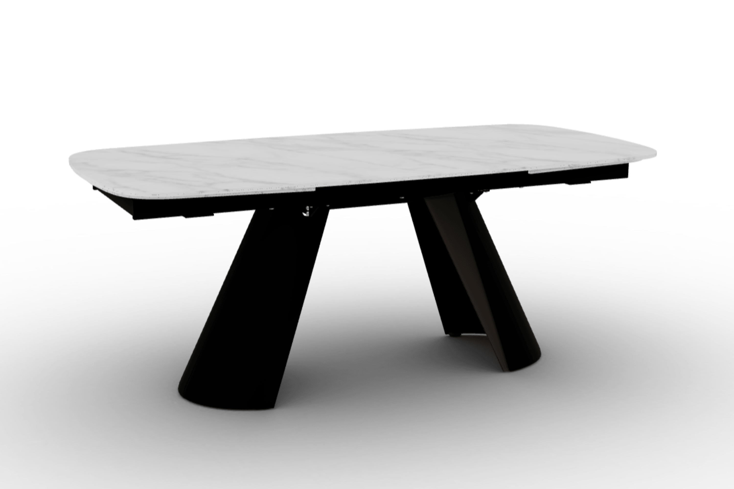 Stół elipsa rozkładany APIAN kremowy marmur Calligaris matowa czerń matowa czerń Eye on Design