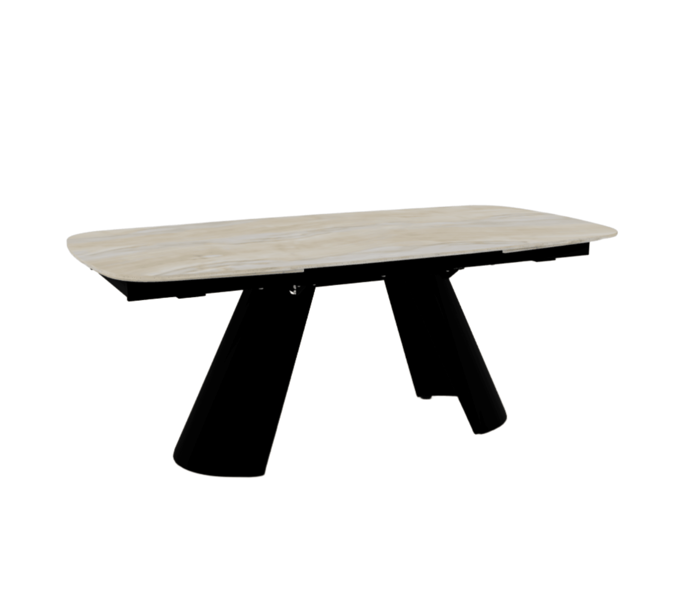 Stół elipsa rozkładany APIAN piaskowy marmur Calligaris matowa czerń matowa czerń Eye on Design