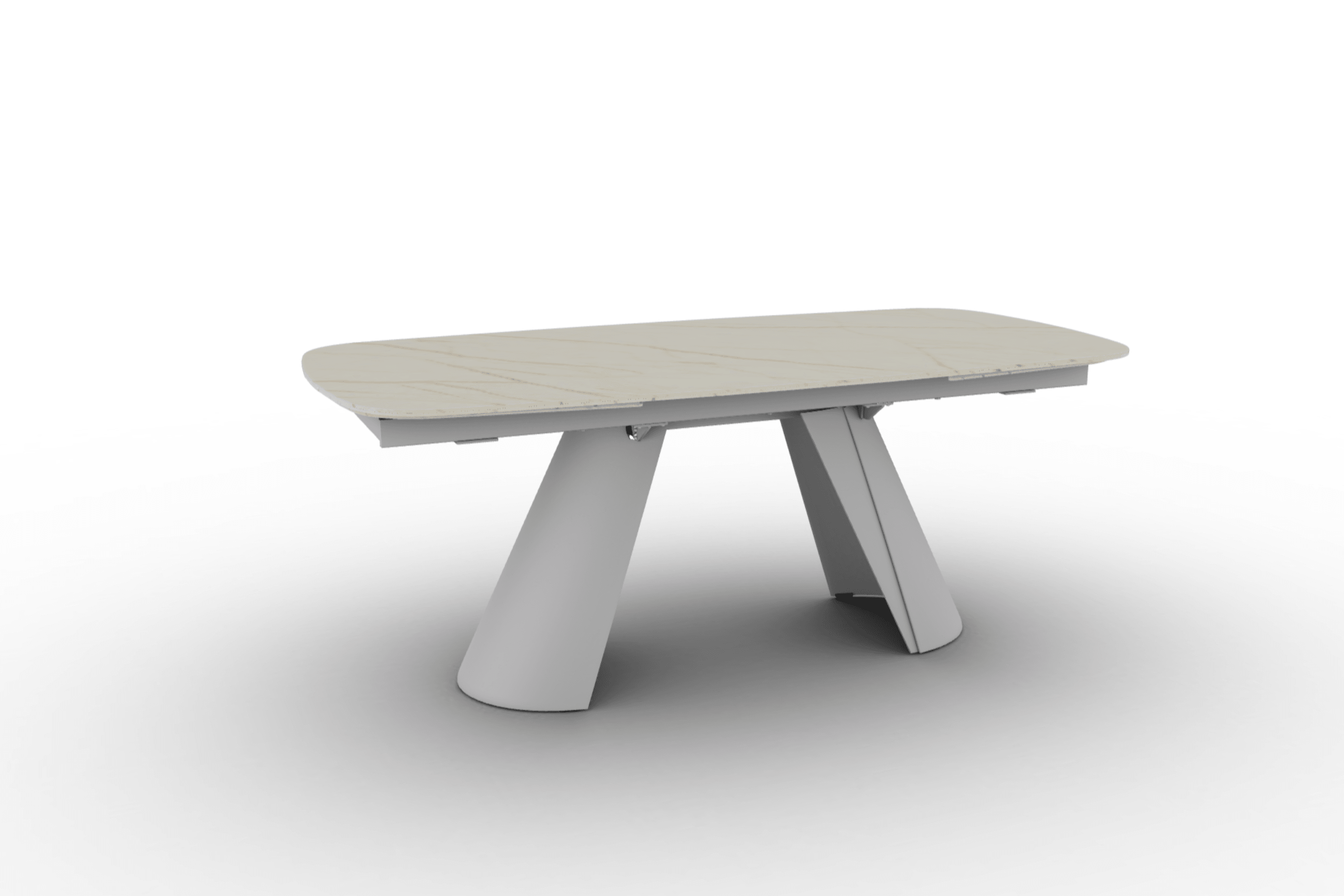 Stół elipsa rozkładany APIAN złoty marmur Calligaris matowa biel matowa biel Eye on Design