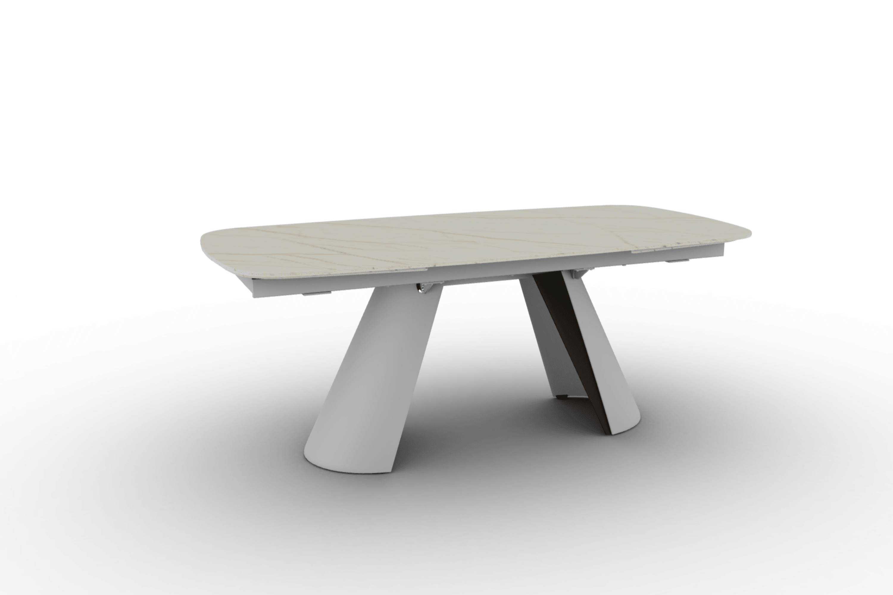 Stół elipsa rozkładany APIAN złoty marmur Calligaris matowa biel matowy brąz Eye on Design