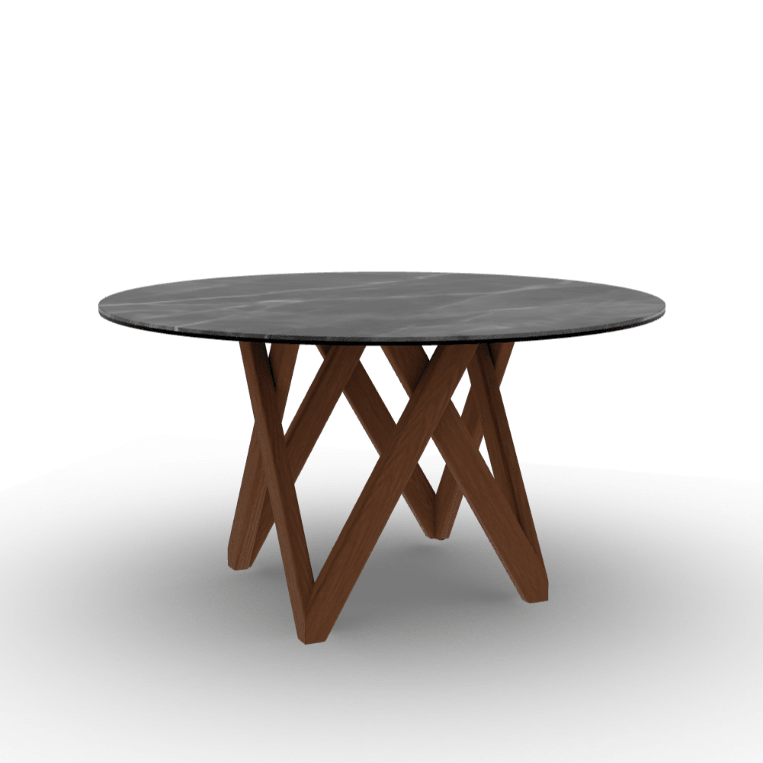 Stół okrągły CARTESIO antracytowy marmur Calligaris 140 cm orzechowe drewno Eye on Design