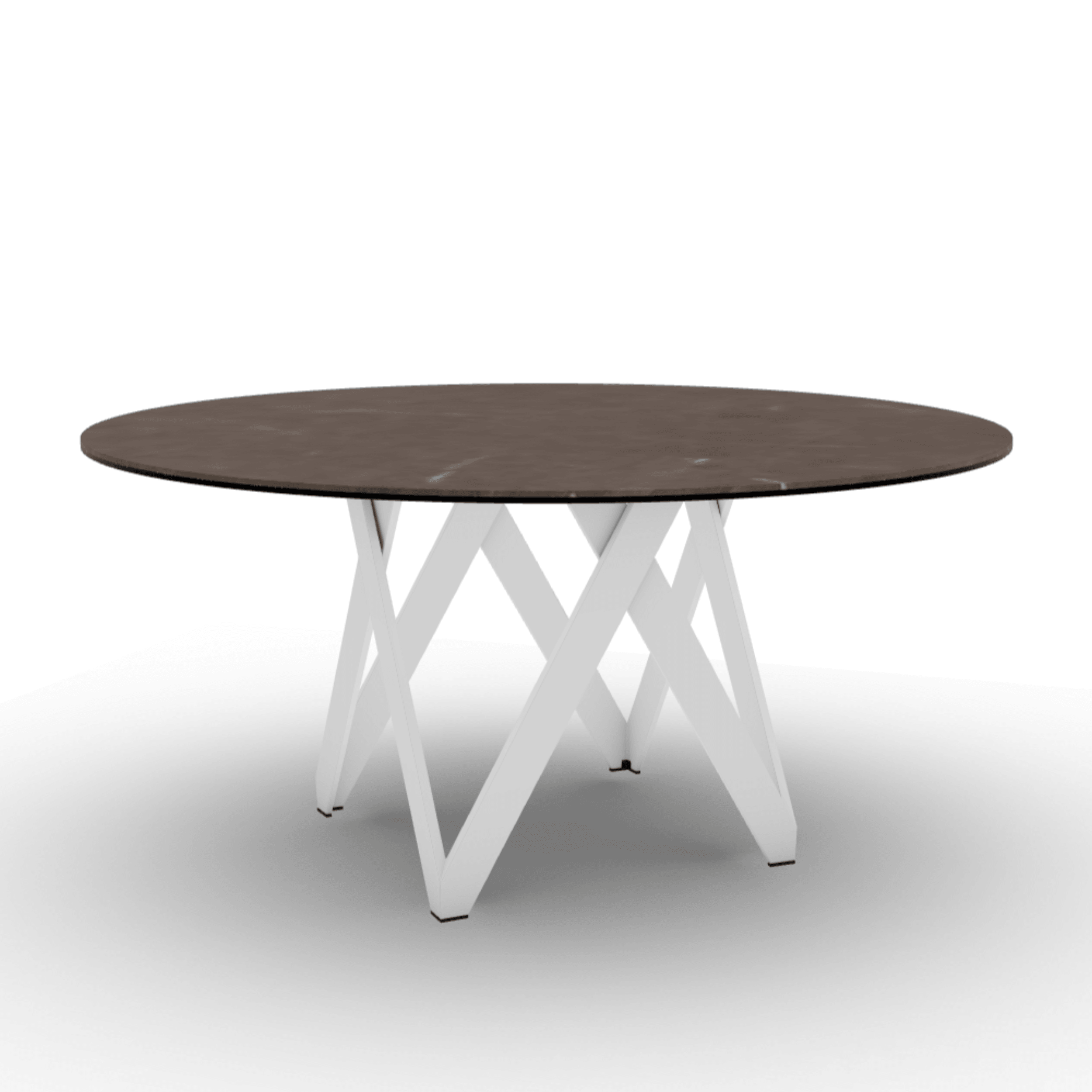 Stół okrągły CARTESIO brązowa ceramika Calligaris 160 cm biały matowy metal Eye on Design