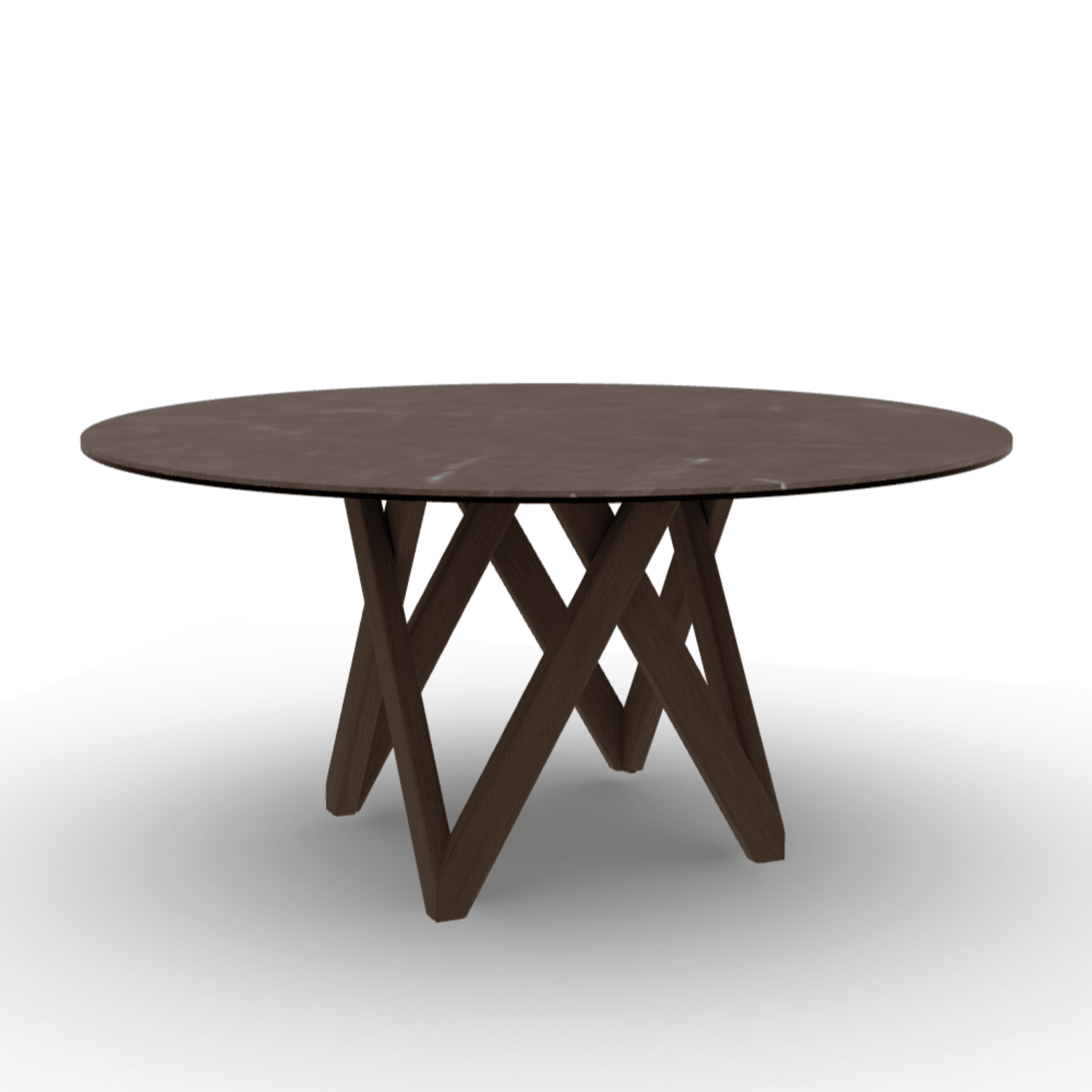 Stół okrągły CARTESIO brązowa ceramika Calligaris 160 cm ciemnobrązowe drewno Eye on Design