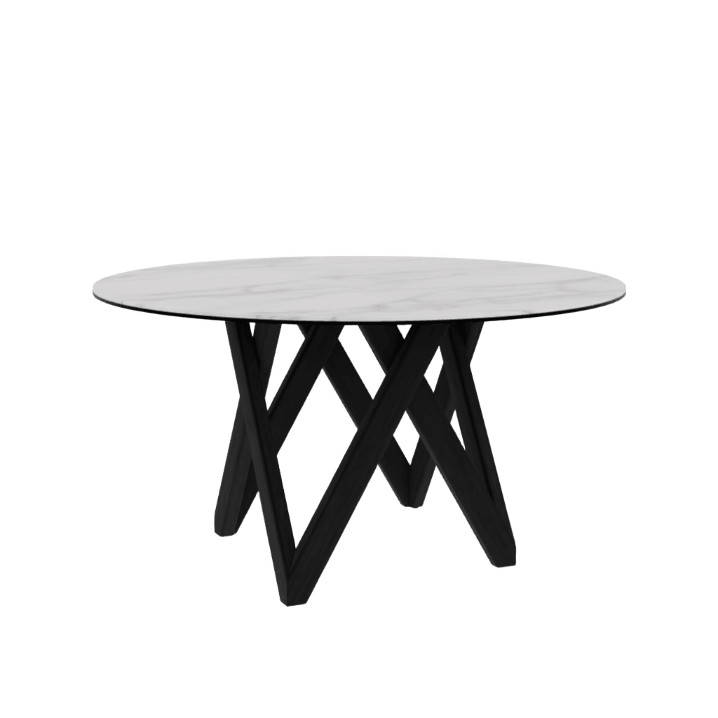 Stół okrągły CARTESIO kremowy marmur Calligaris 140 cm czarne matowe drewno Eye on Design