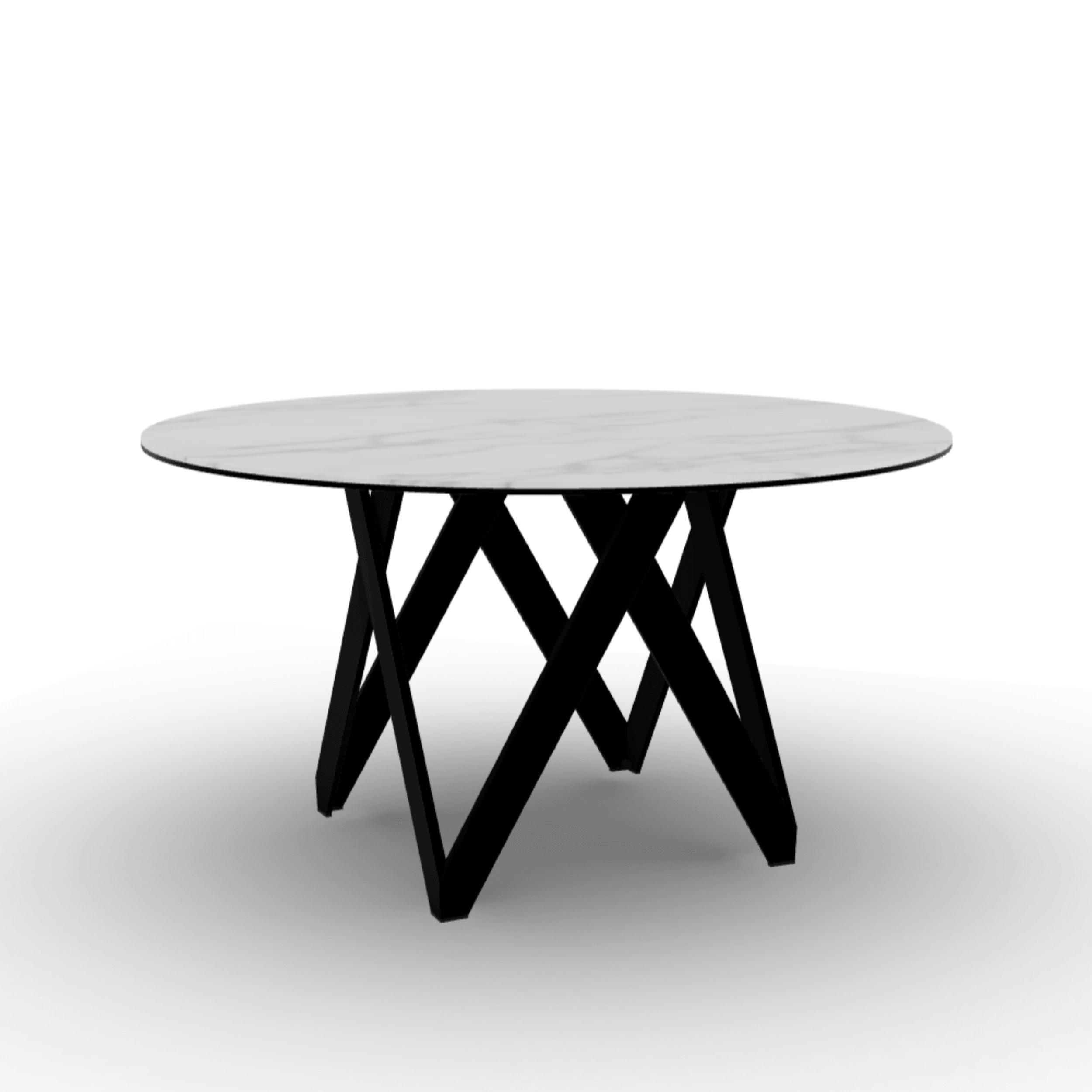 Stół okrągły CARTESIO kremowy marmur Calligaris 140 cm czarny matowy metal Eye on Design