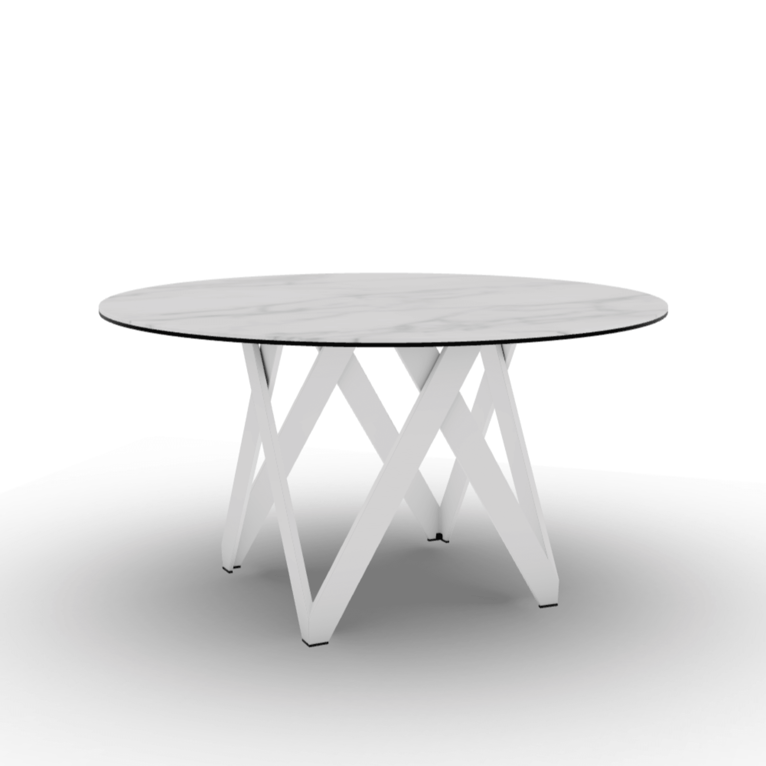 Stół okrągły CARTESIO kremowy marmur Calligaris 140 cm biały matowy metal Eye on Design