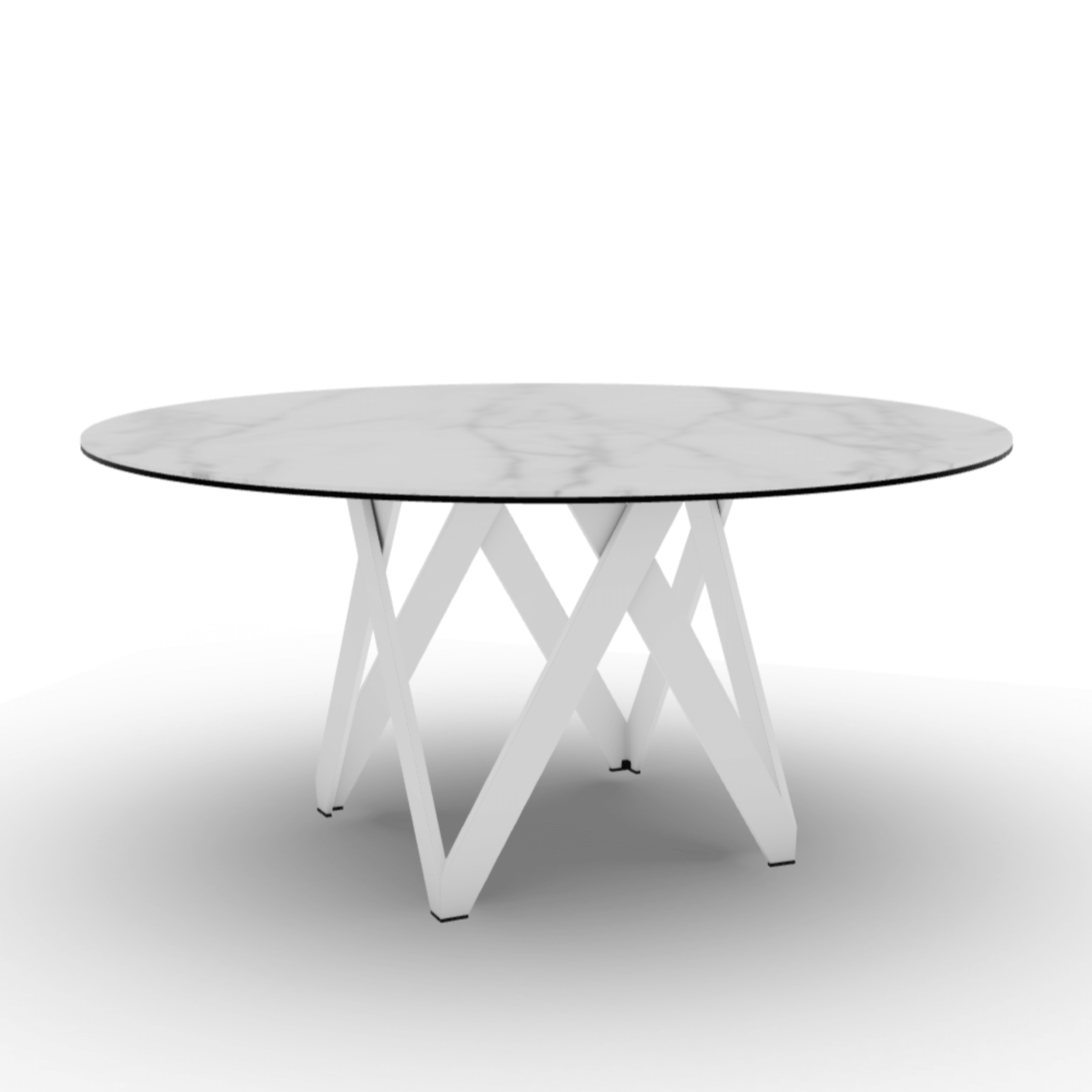 Stół okrągły CARTESIO kremowy marmur Calligaris 160 cm biały matowy metal Eye on Design