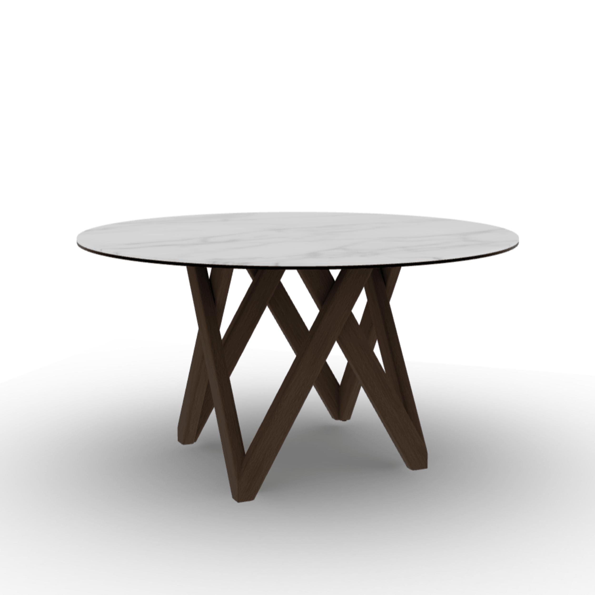 Stół okrągły CARTESIO kremowy marmur Calligaris 140 cm ciemnobrązowe drewno Eye on Design