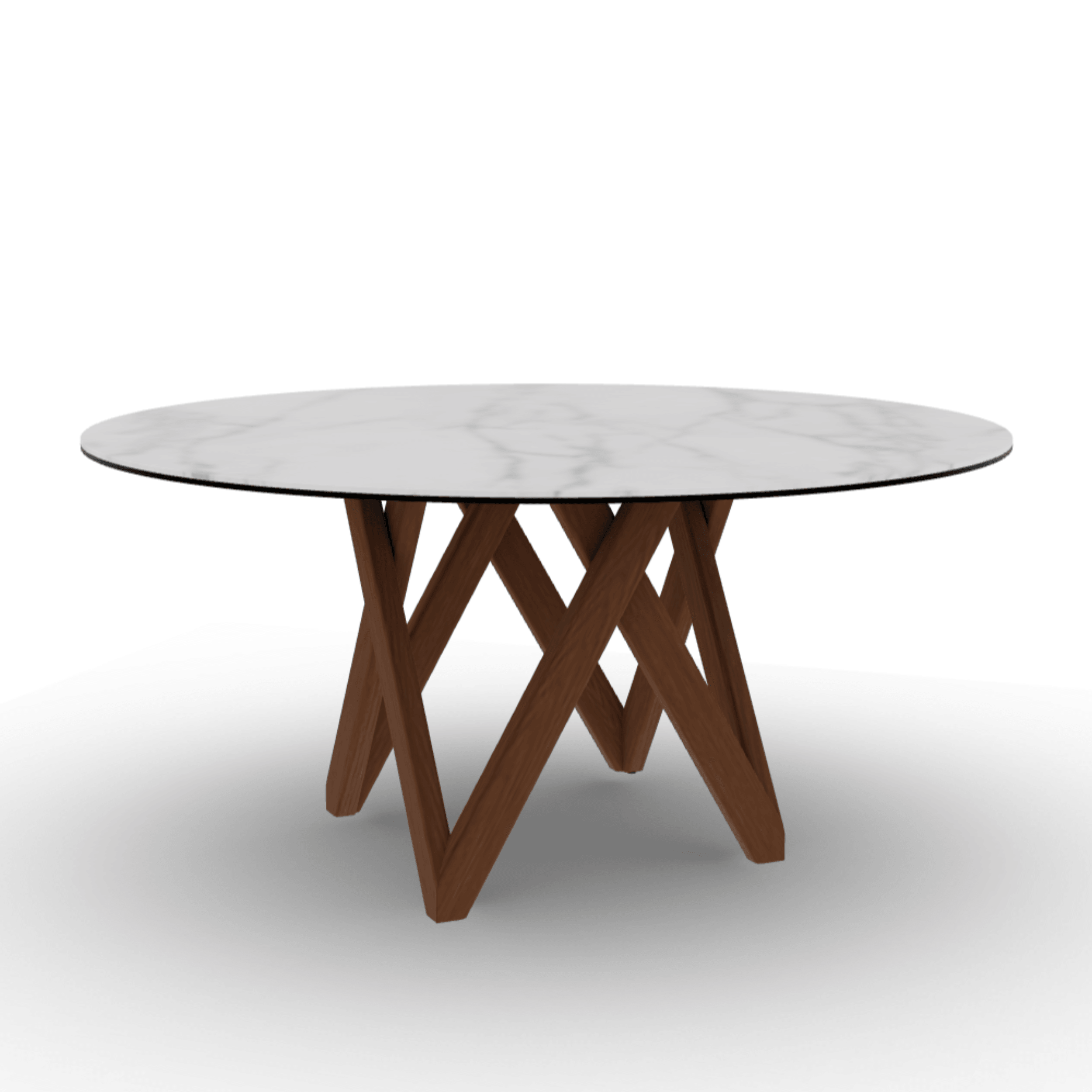 Stół okrągły CARTESIO kremowy marmur Calligaris 160 cm orzechowe drewno Eye on Design