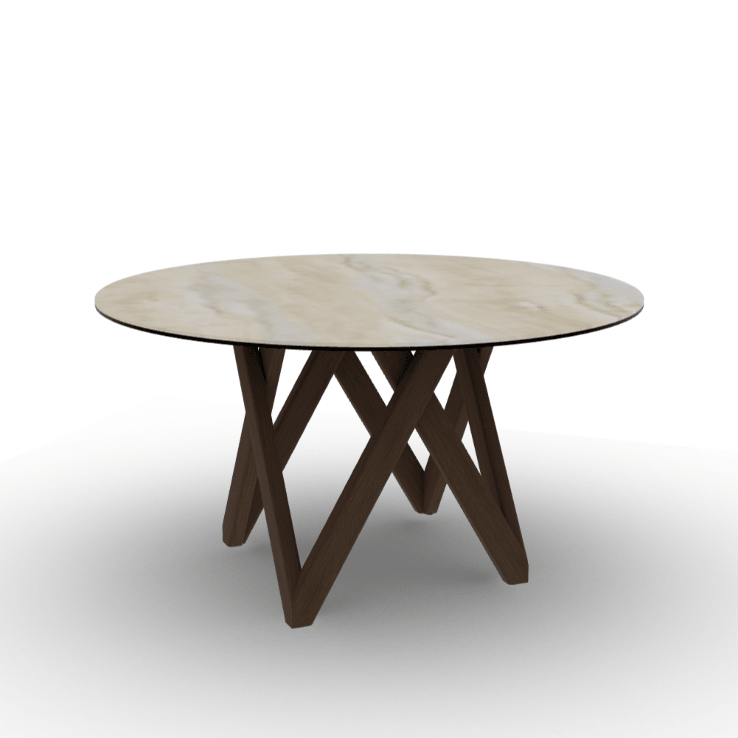 Stół okrągły CARTESIO piaskowy marmur Calligaris 140 cm ciemnobrązowe drewno Eye on Design