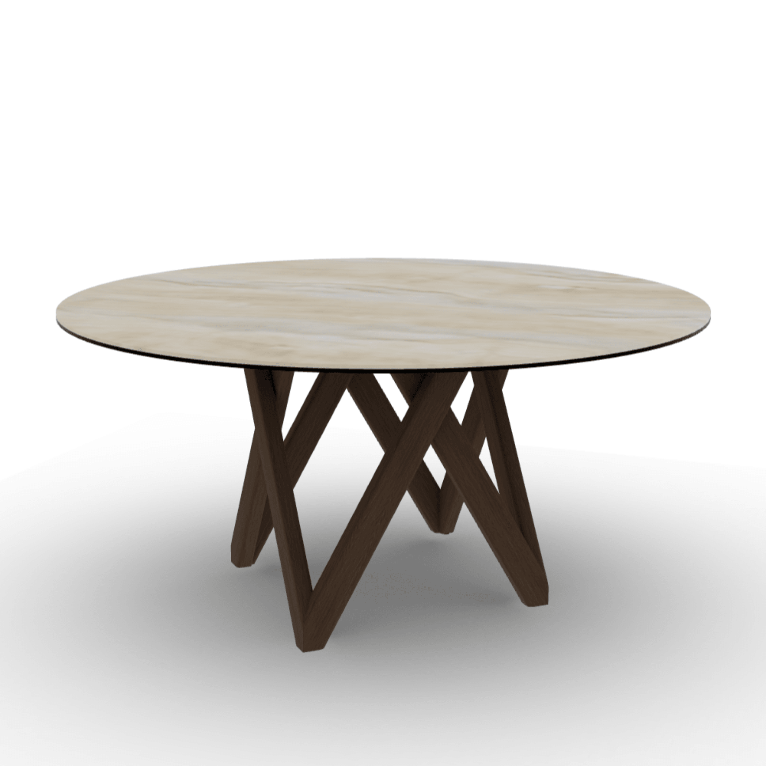 Stół okrągły CARTESIO piaskowy marmur Calligaris 160 cm ciemnobrązowe drewno Eye on Design