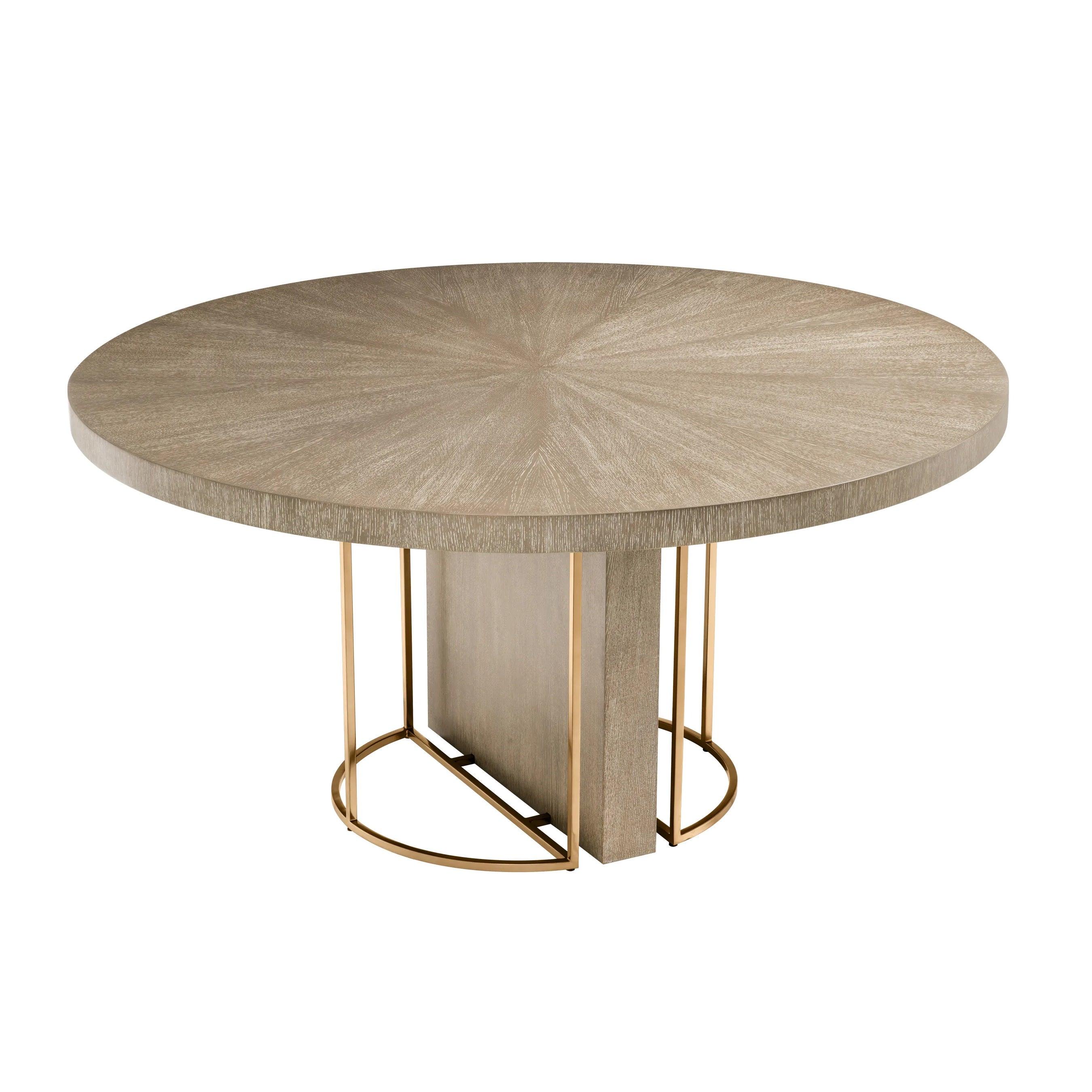 Stół okrągły REMINGTON fornir dębowy ze szczotkowanym mosiądzem Eichholtz Eye on Design