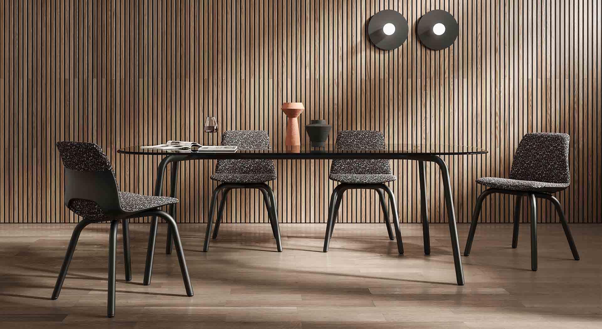 Stół OSE blat szklany z czarno-białym wzorem Liu Jo Living Eye on Design