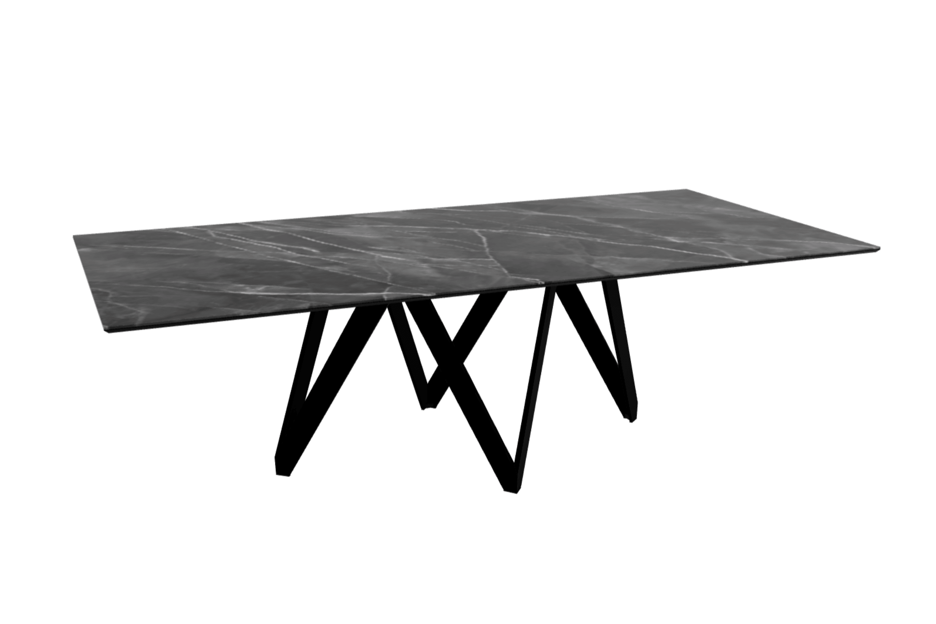 Stół prostokątny CARTESIO antracytowy marmur z metalową podstawą Calligaris 250 cm matowa czerń Eye on Design