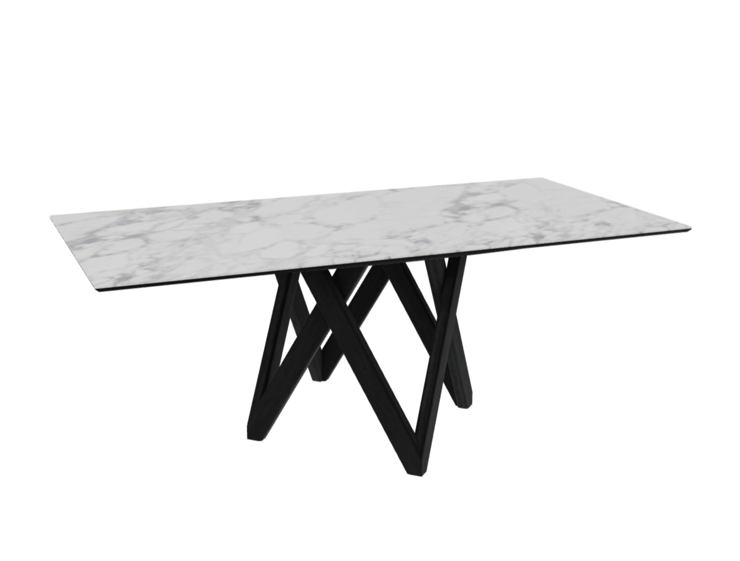 Stół prostokątny CARTESIO biały marmur z drewnianą podstawą Calligaris 200 cm matowa czerń Eye on Design
