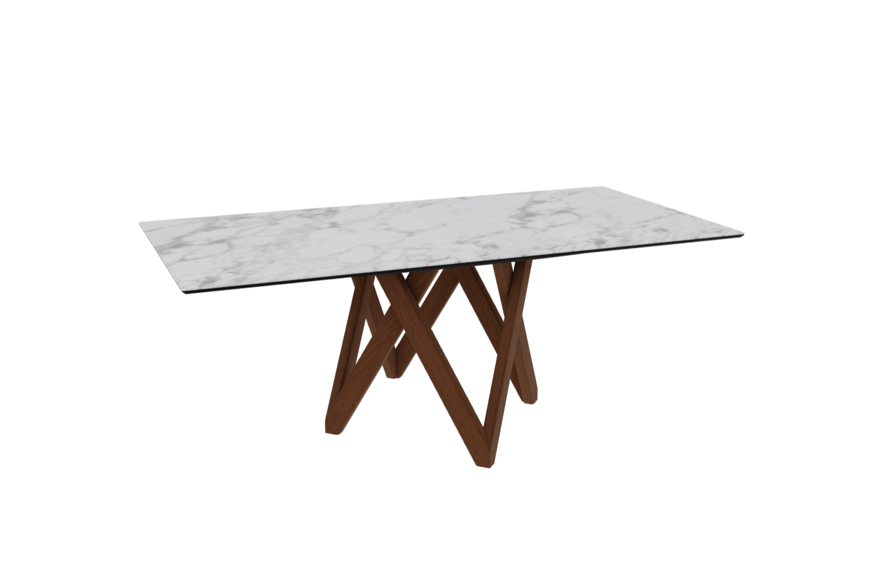 Stół prostokątny CARTESIO biały marmur z drewnianą podstawą Calligaris 200 cm orzechowy Eye on Design