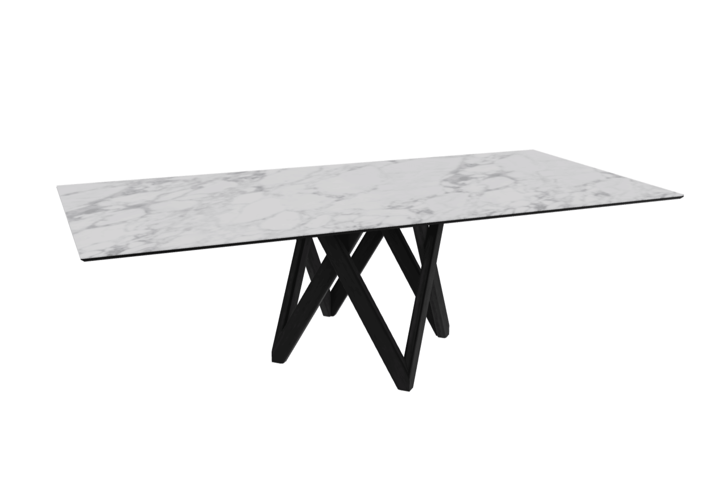 Stół prostokątny CARTESIO biały marmur z drewnianą podstawą Calligaris 250 cm matowa czerń Eye on Design