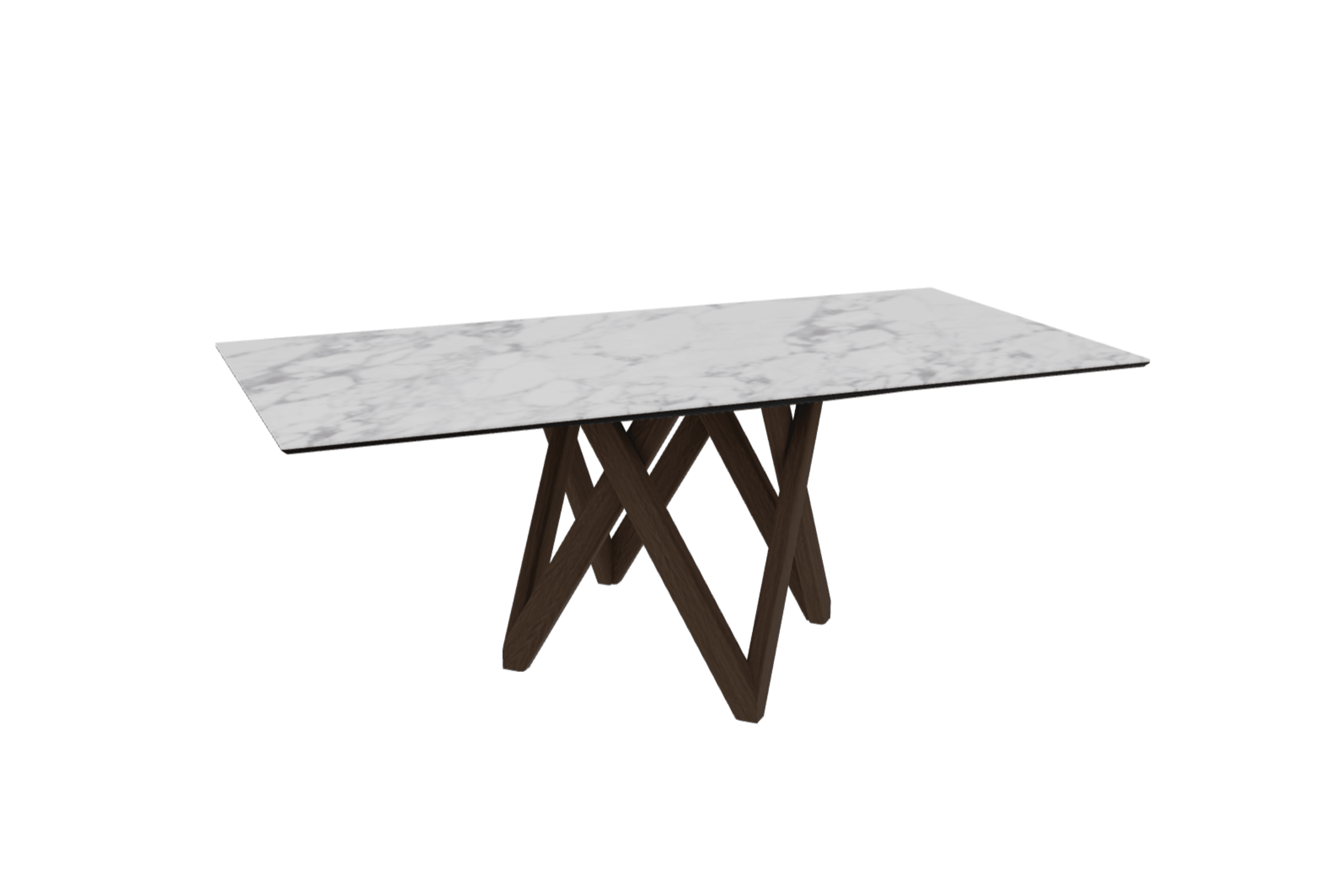 Stół prostokątny CARTESIO biały marmur z drewnianą podstawą Calligaris 200 cm ciemnobrązowy Eye on Design