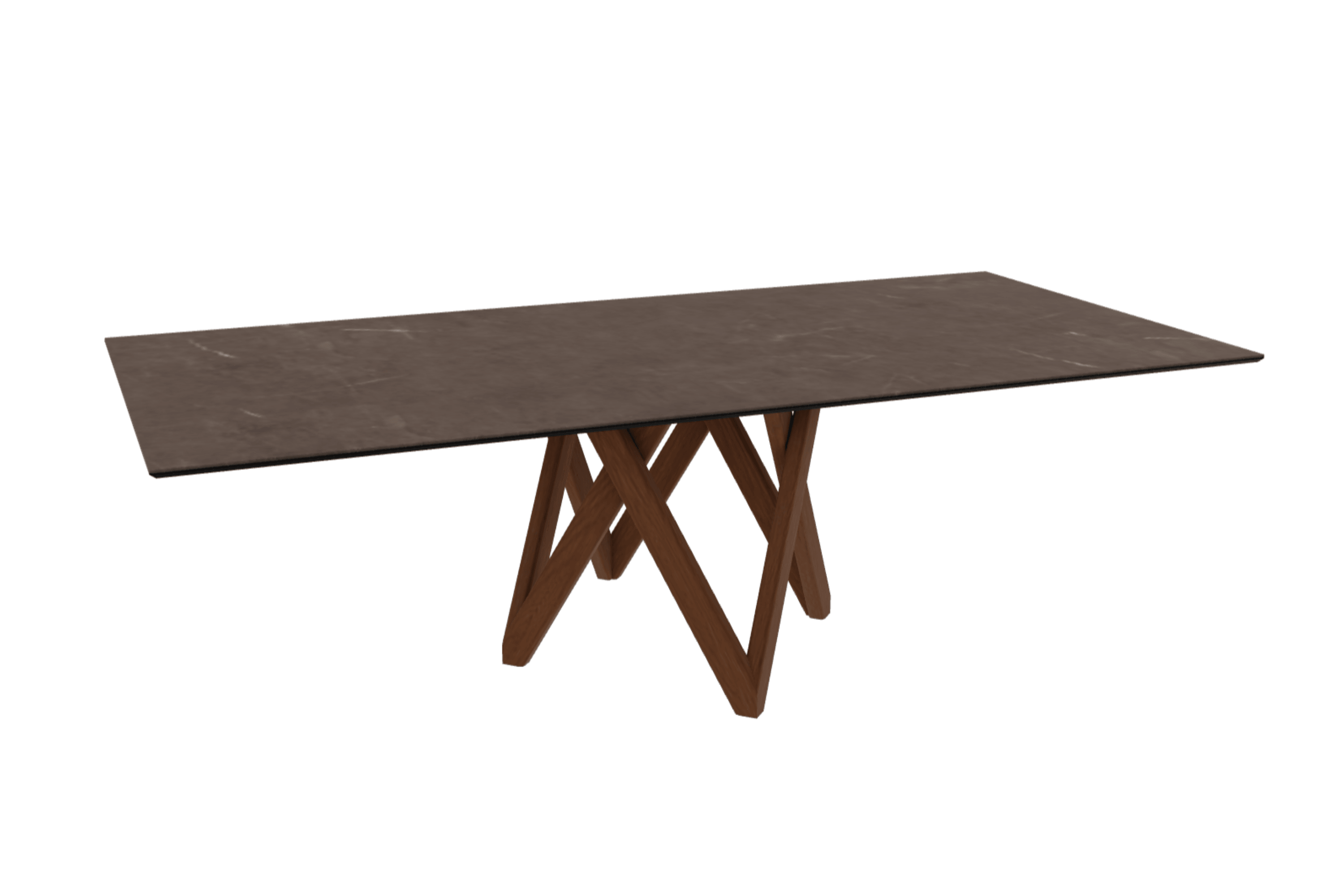 Stół prostokątny CARTESIO brązowa ceramika z drewnianą podstawą Calligaris 250 cm orzechowy Eye on Design