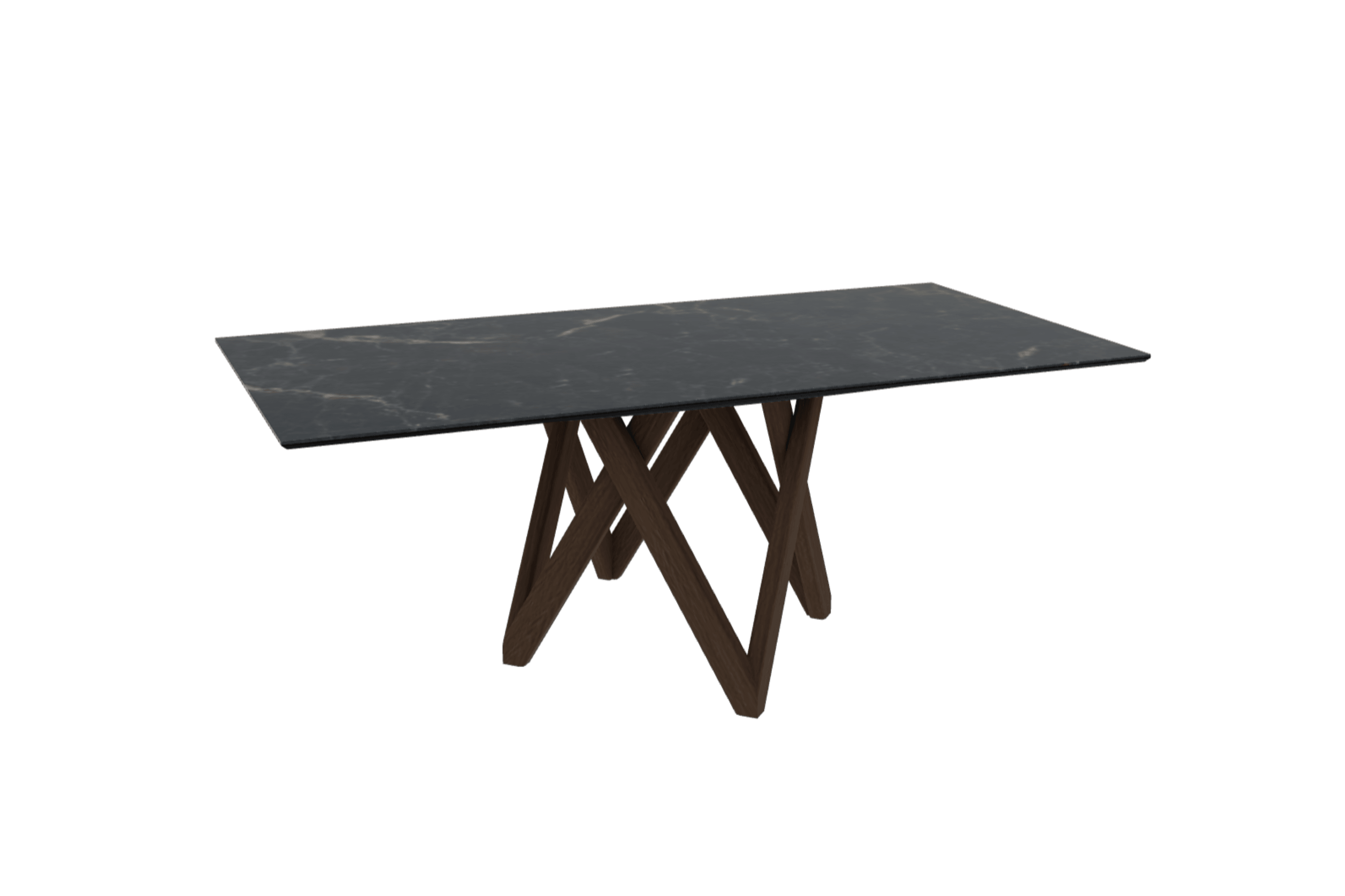 Stół prostokątny CARTESIO czarny marmur z drewnianą podstawą Calligaris 200 cm ciemnobrązowy Eye on Design
