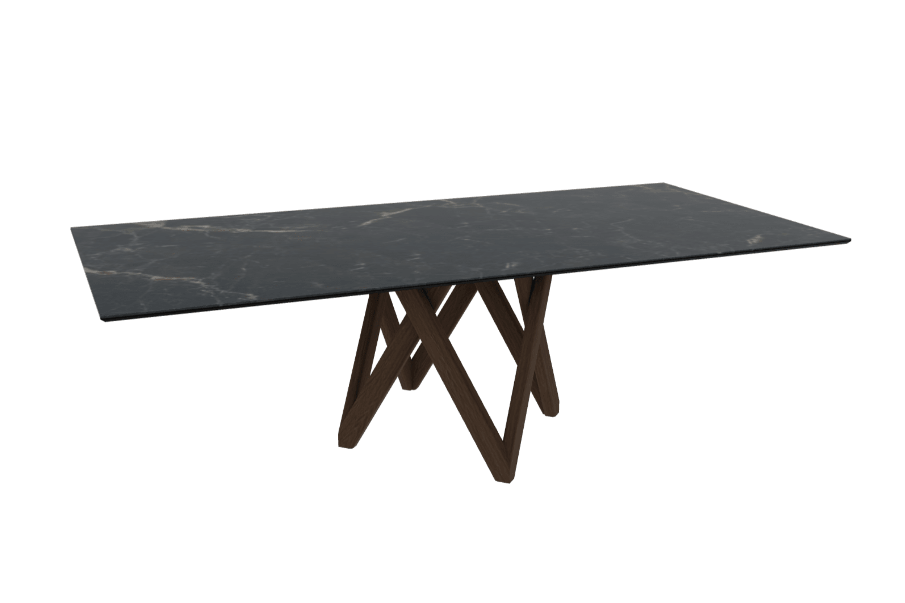 Stół prostokątny CARTESIO czarny marmur z drewnianą podstawą Calligaris 250 cm ciemnobrązowy Eye on Design