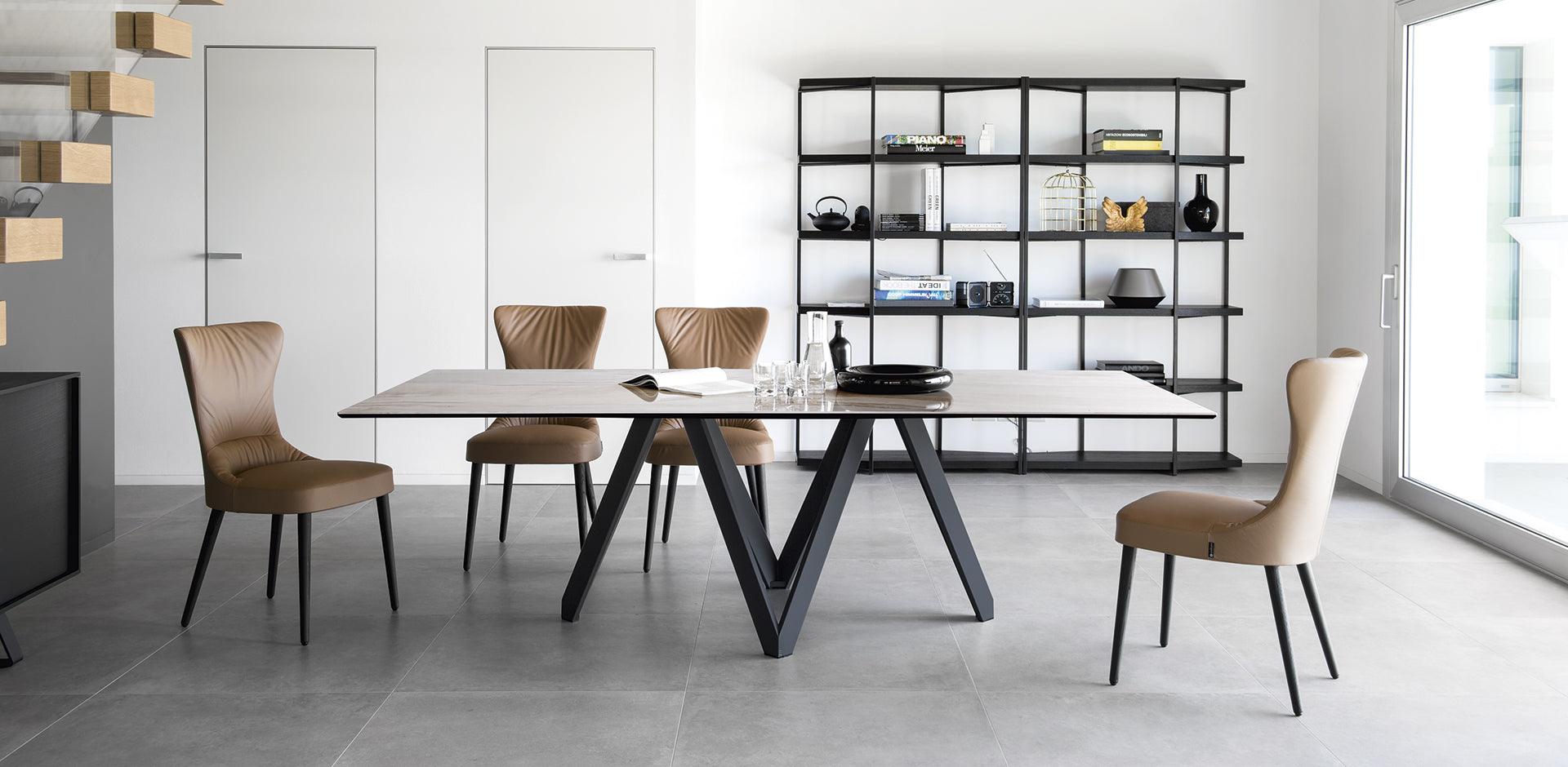 Stół prostokątny CARTESIO czarny marmur z metalową podstawą Calligaris Eye on Design