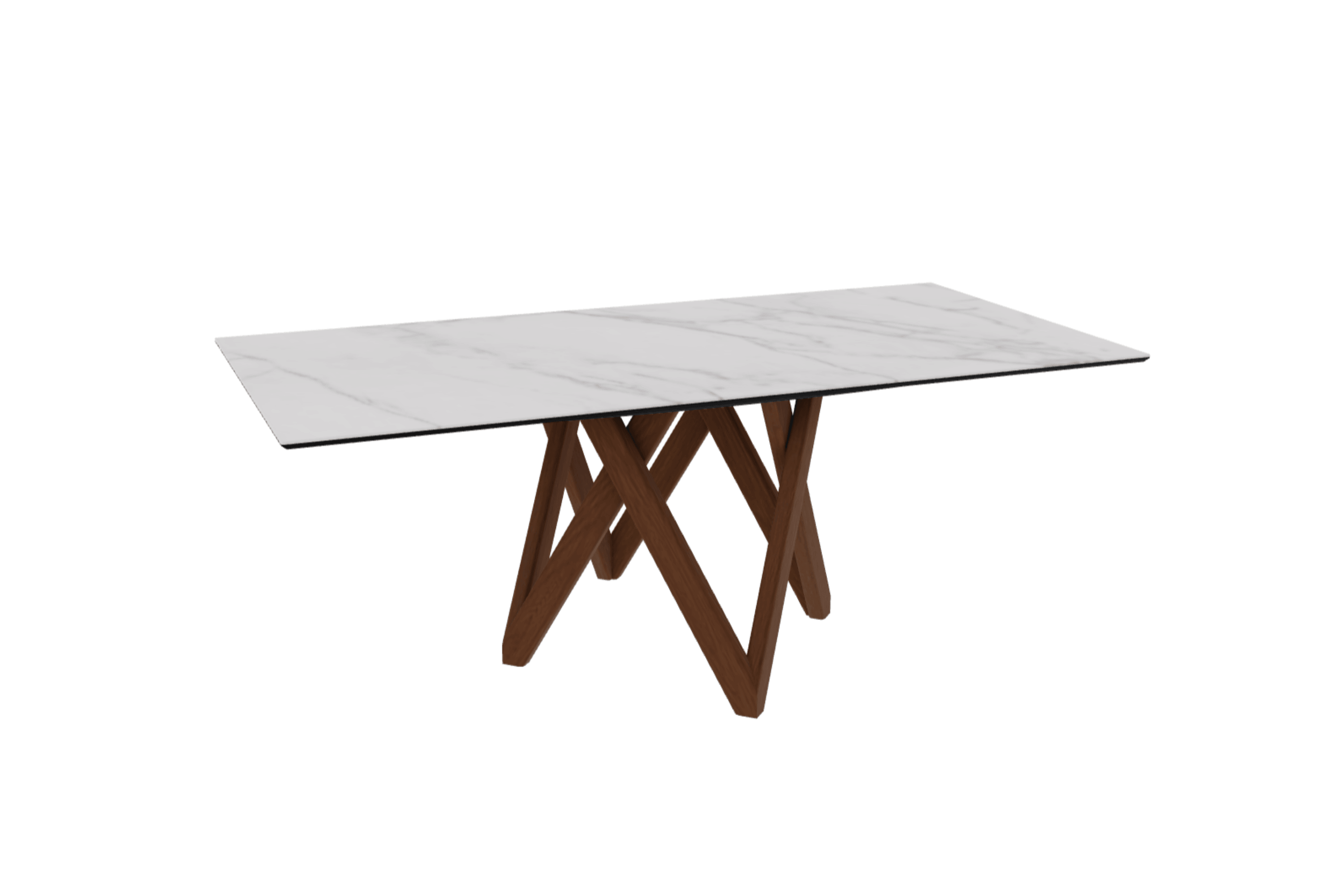 Stół prostokątny CARTESIO kremowy marmur z drewnianą podstawą Calligaris 200 cm orzechowy Eye on Design