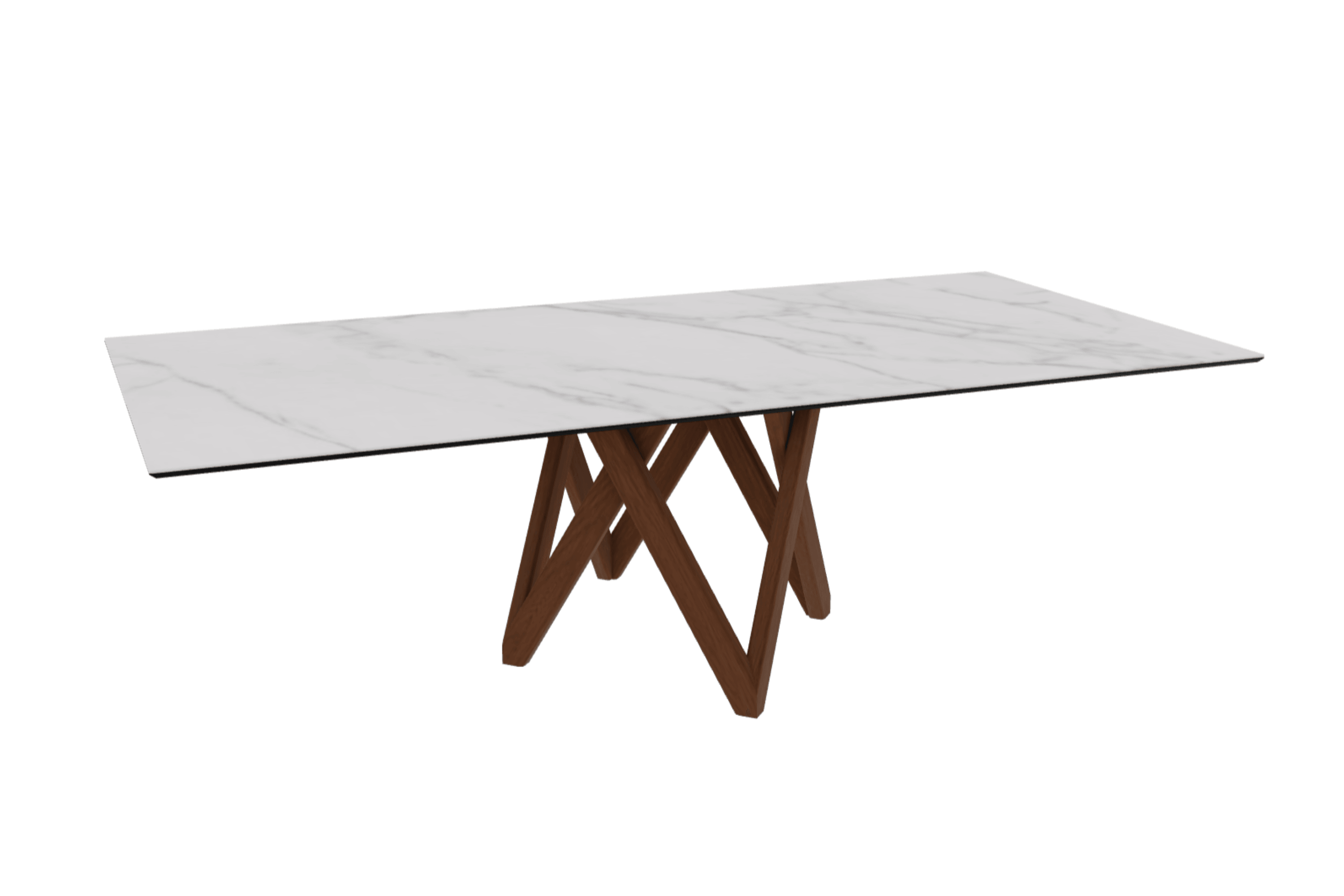 Stół prostokątny CARTESIO kremowy marmur z drewnianą podstawą Calligaris 250 cm orzechowy Eye on Design