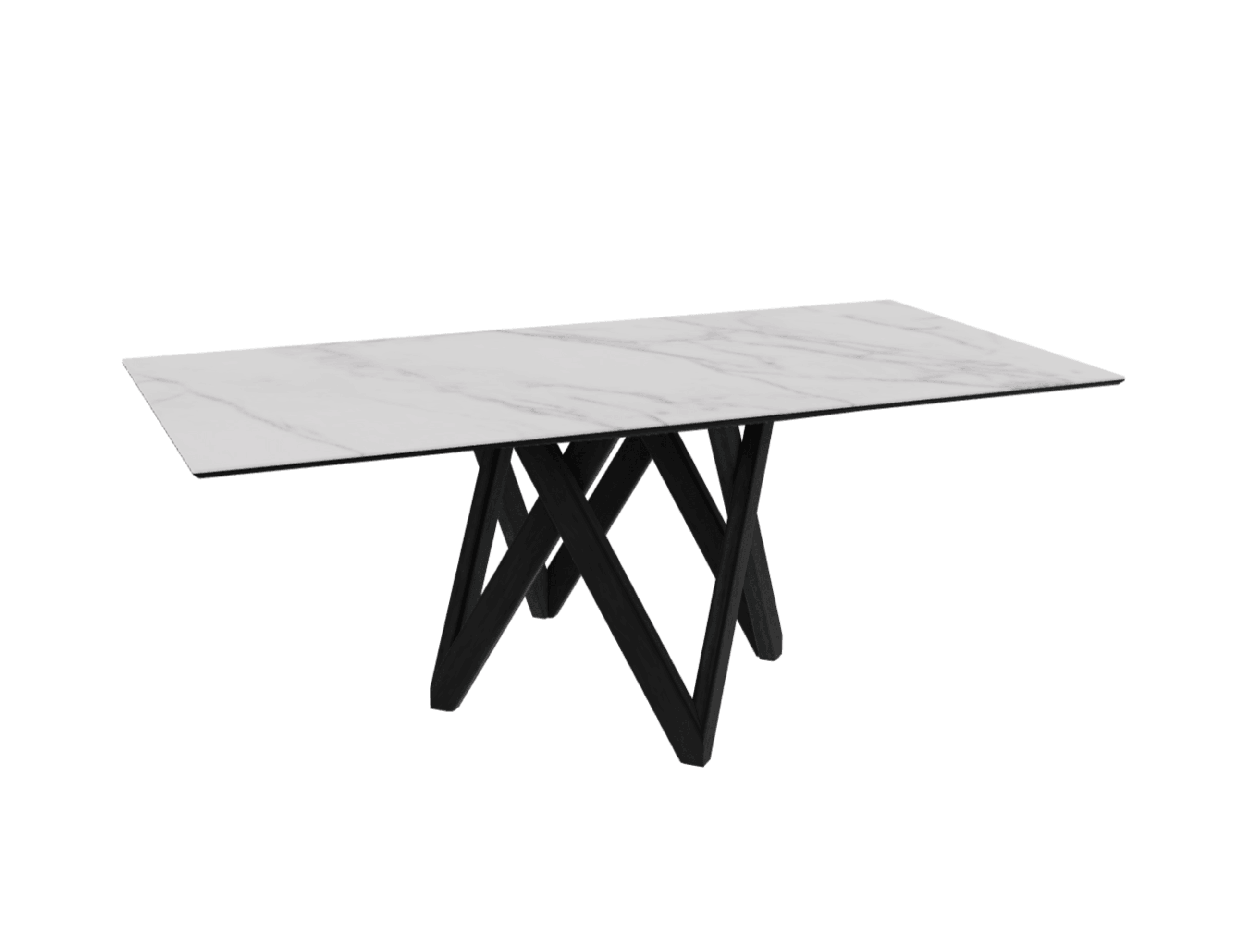 Stół prostokątny CARTESIO kremowy marmur z drewnianą podstawą Calligaris 200 cm matowa czerń Eye on Design