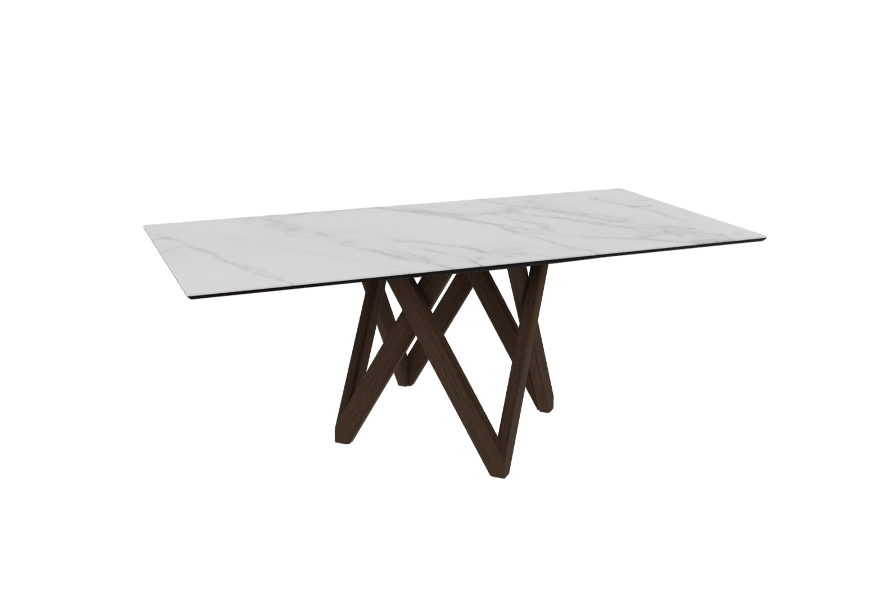 Stół prostokątny CARTESIO kremowy marmur z drewnianą podstawą Calligaris 200 cm ciemnobrązowy Eye on Design