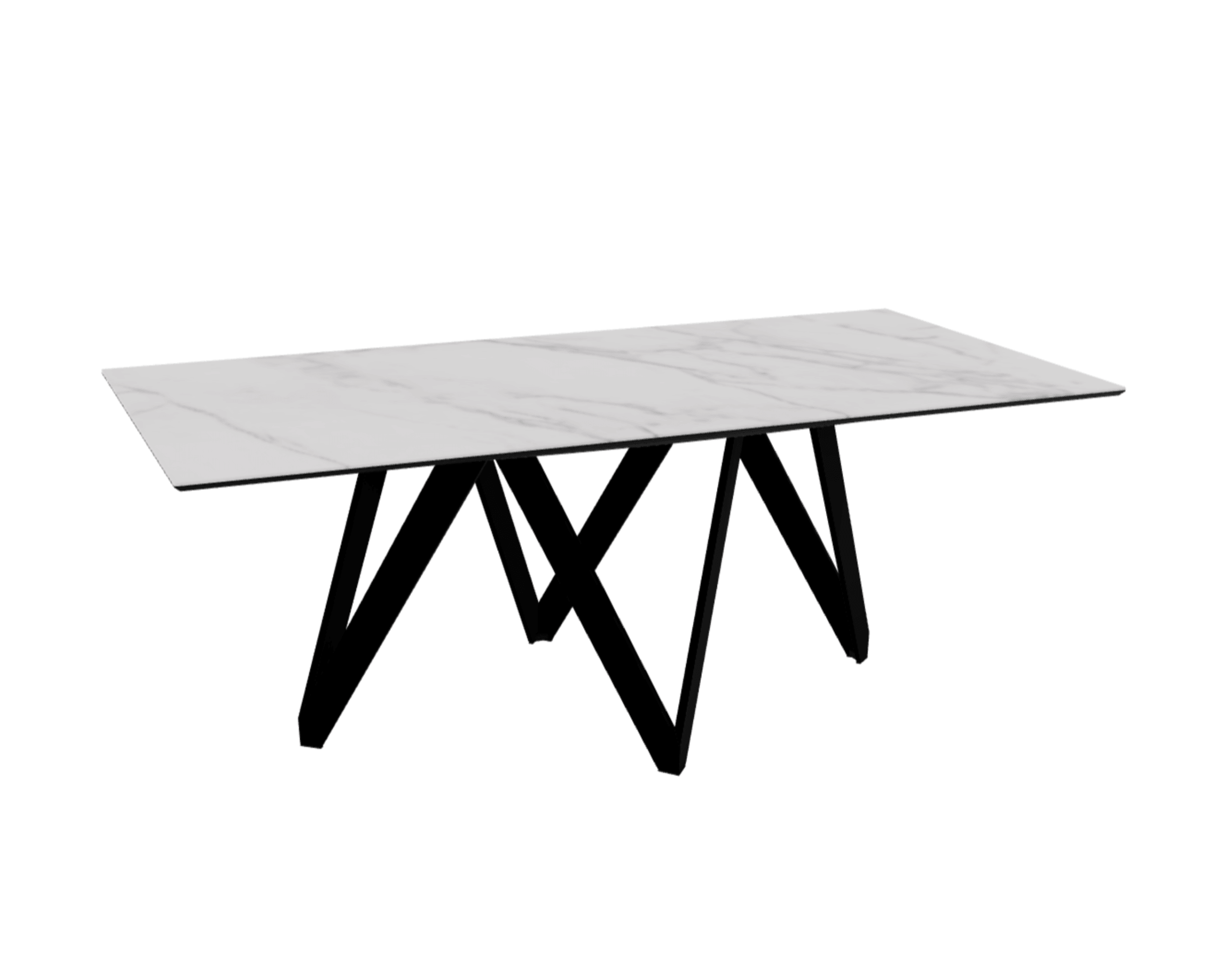 Stół prostokątny CARTESIO kremowy marmur z metalową podstawą Calligaris 200 cm matowa czerń Eye on Design