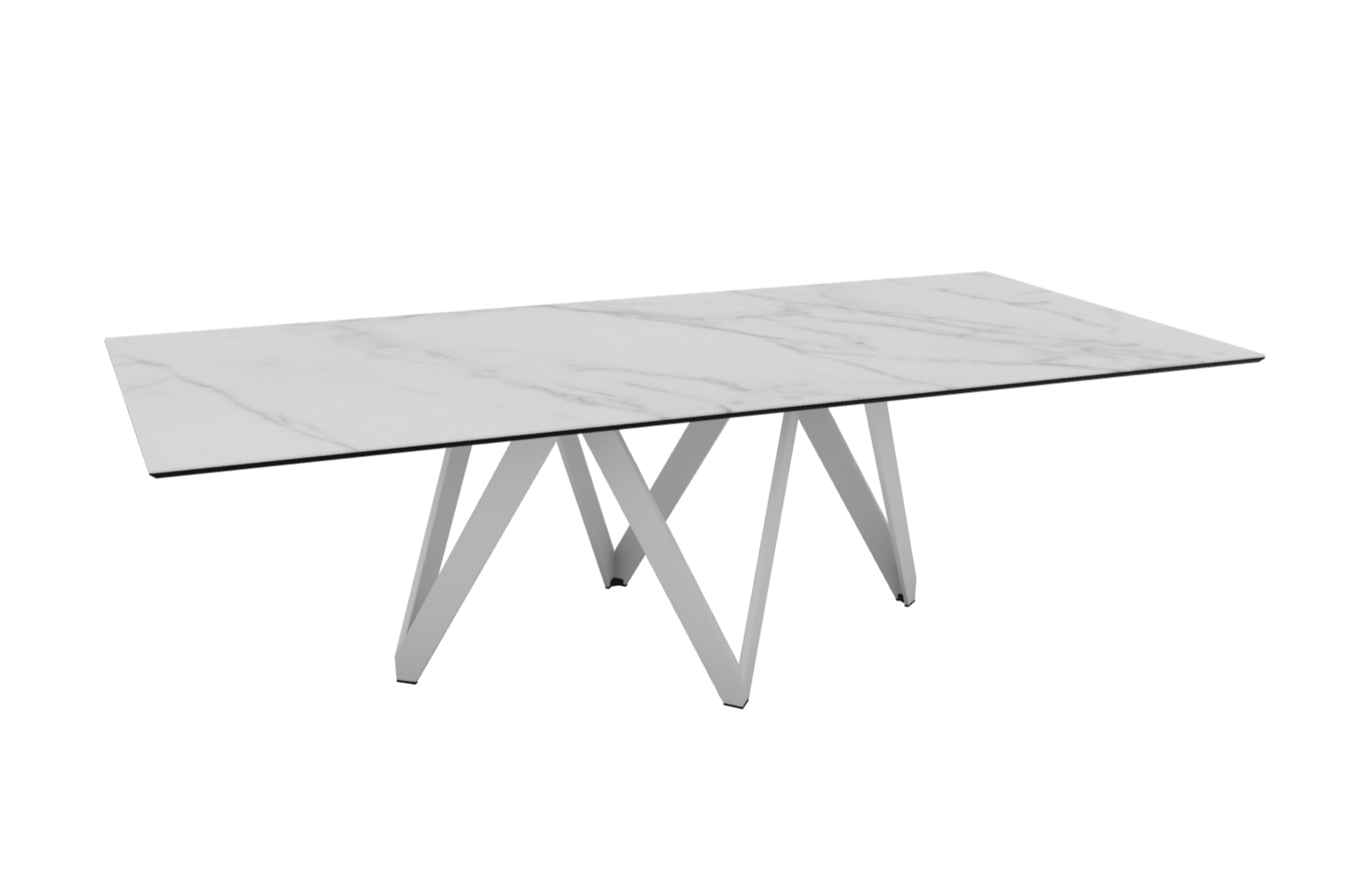 Stół prostokątny CARTESIO kremowy marmur z metalową podstawą Calligaris 250 cm matowa biel Eye on Design