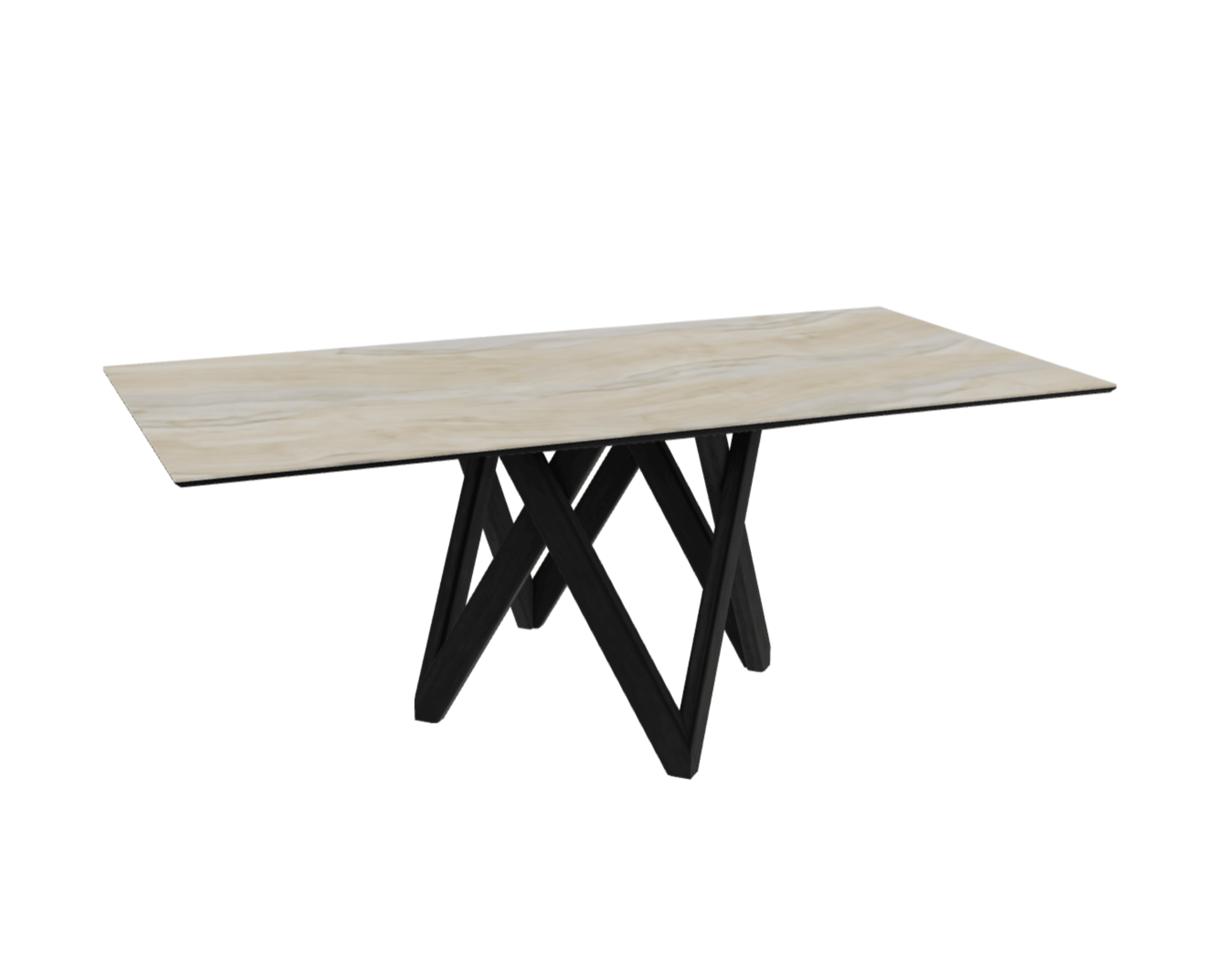 Stół prostokątny CARTESIO piaskowy marmur z drewnianą podstawą Calligaris 200 cm matowa czerń Eye on Design