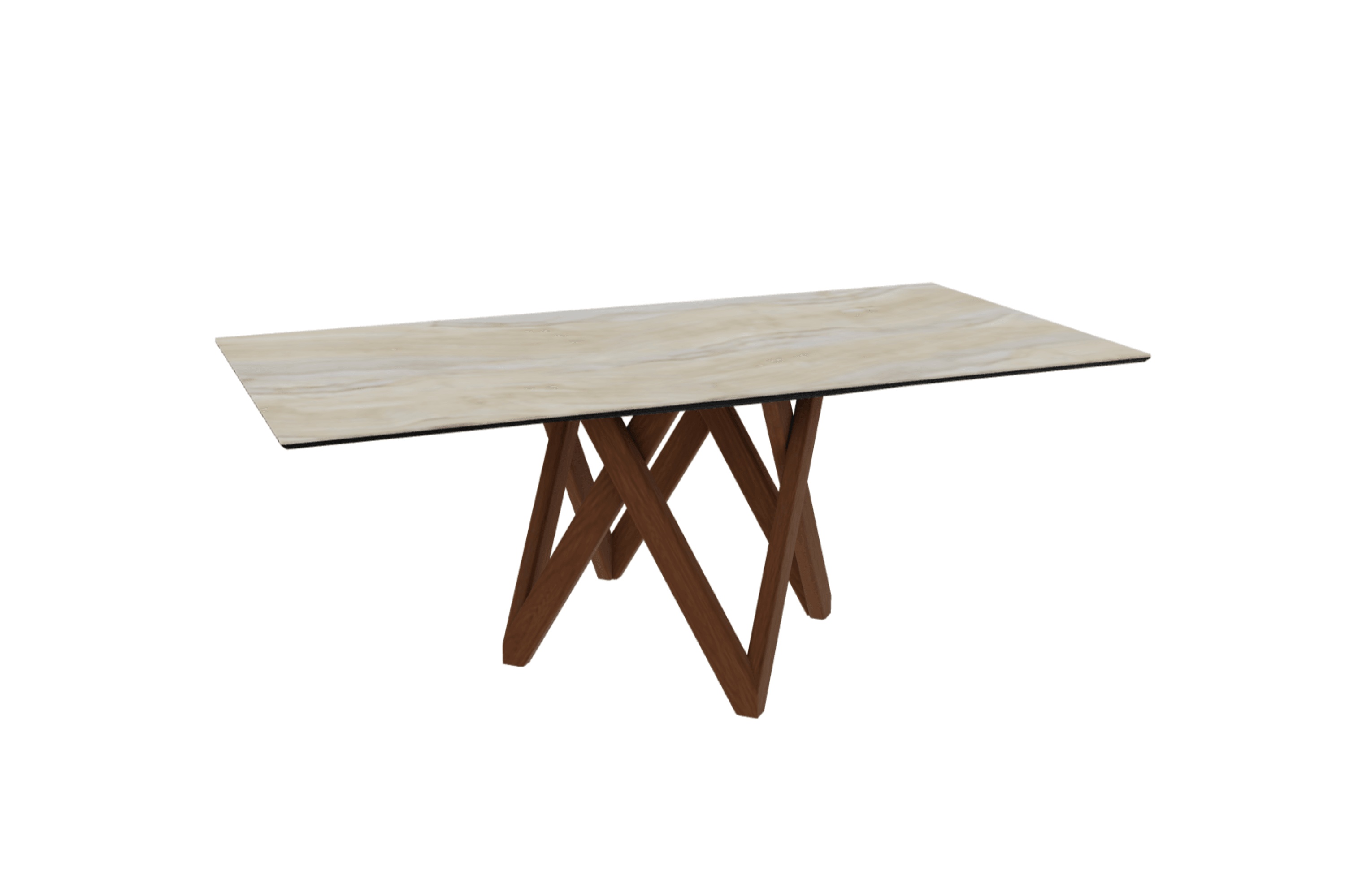 Stół prostokątny CARTESIO piaskowy marmur z drewnianą podstawą Calligaris 200 cm orzechowy Eye on Design