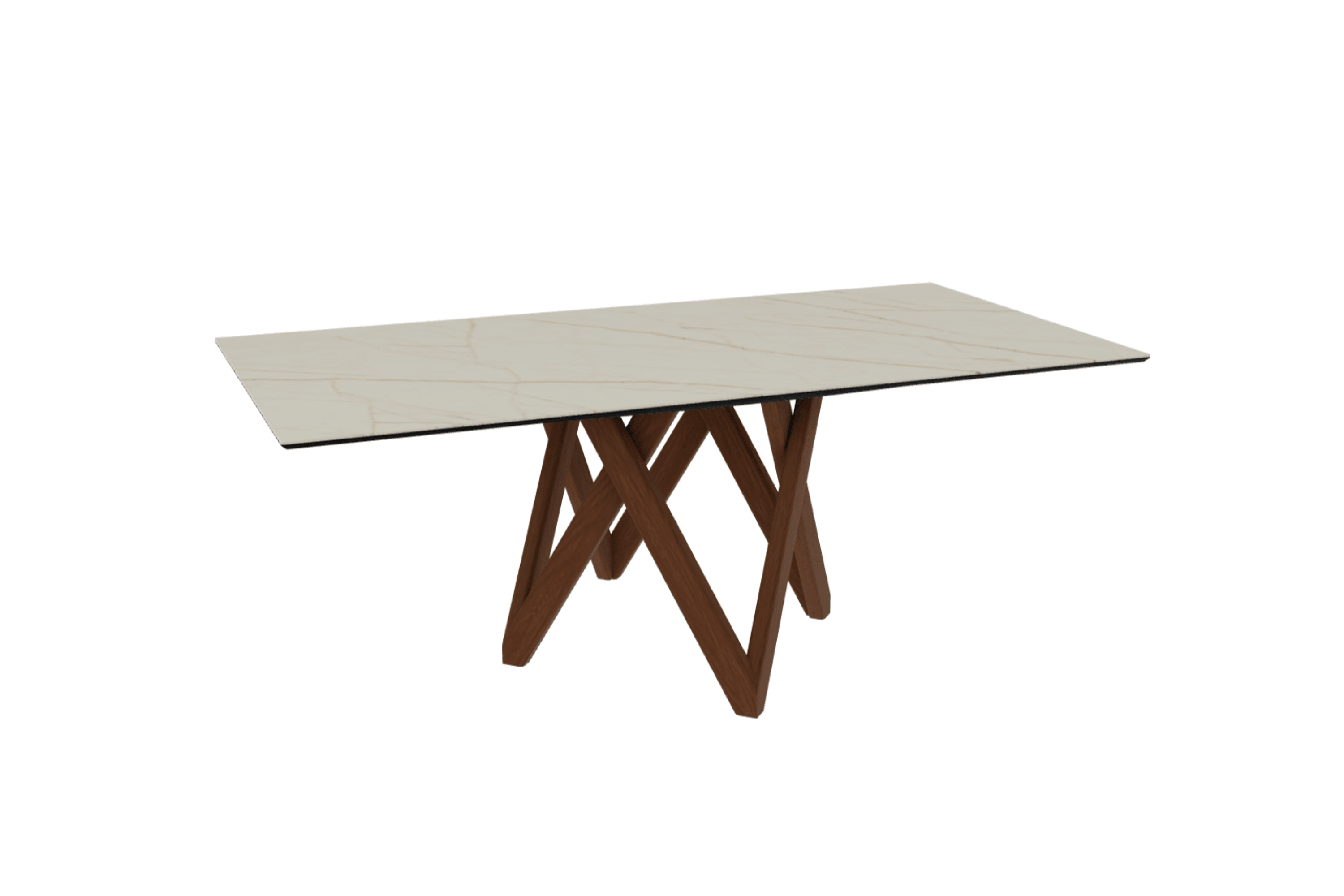 Stół prostokątny CARTESIO złoty marmur z drewnianą podstawą Calligaris 200 cm orzechowy Eye on Design