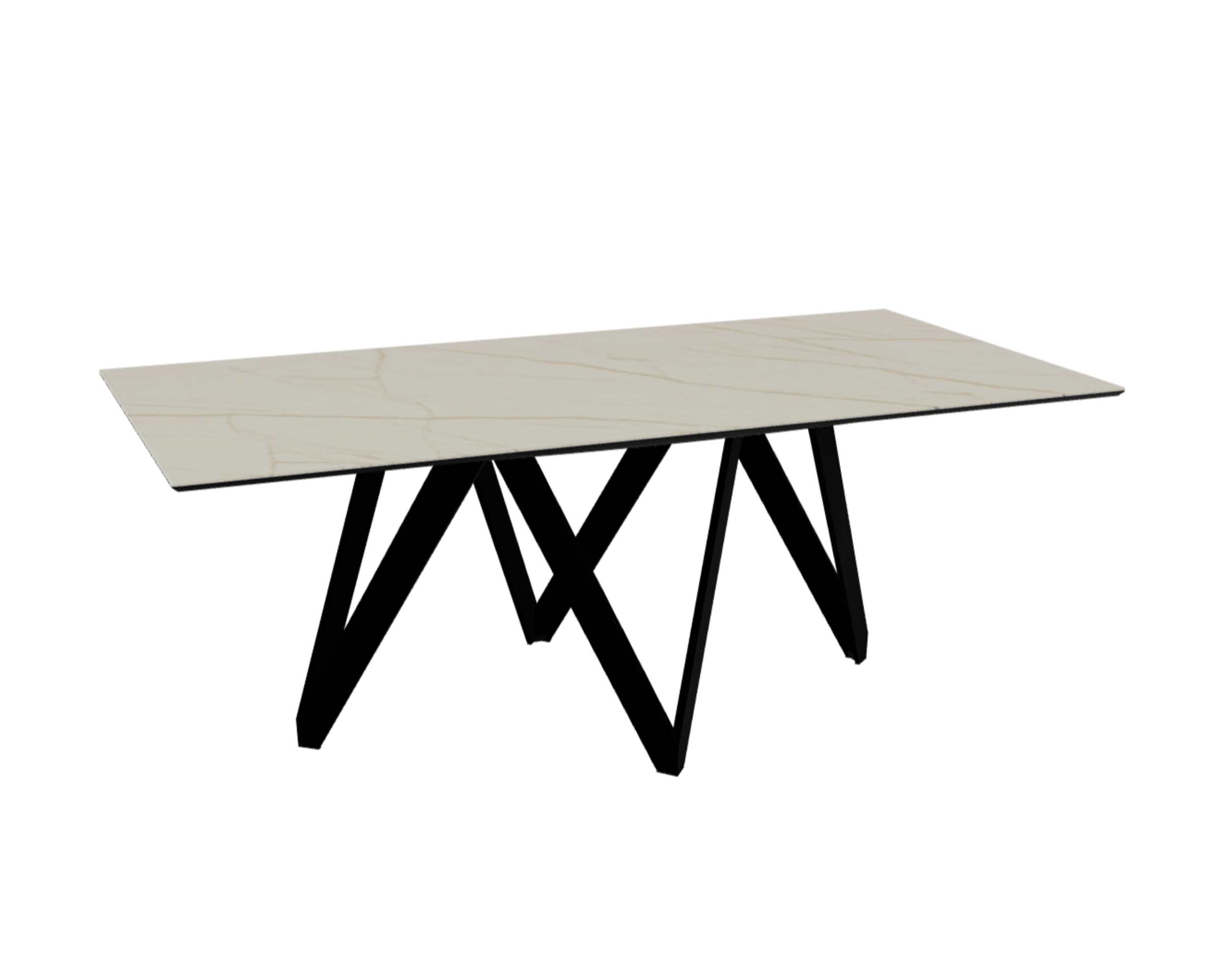 Stół prostokątny CARTESIO złoty marmur z metalową podstawą Calligaris 200 cm matowa czerń Eye on Design