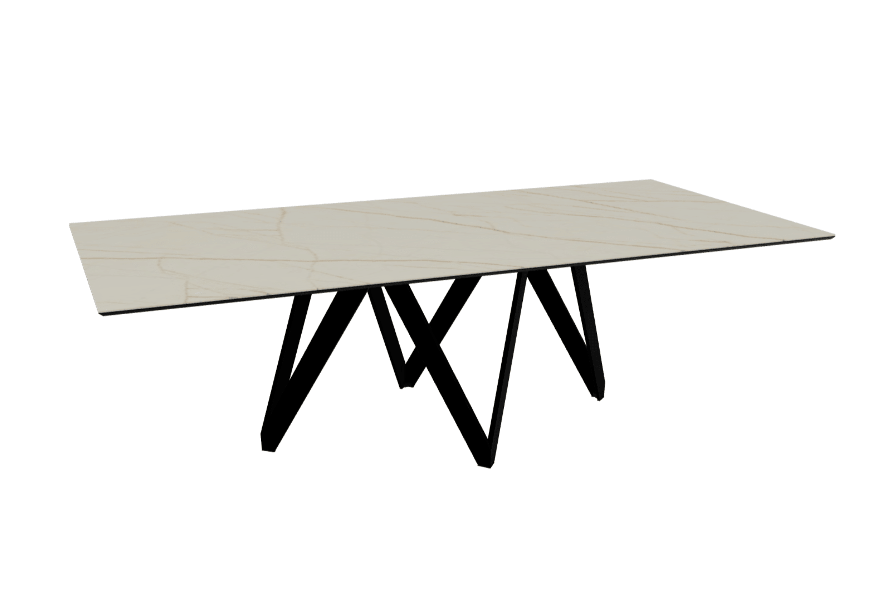 Stół prostokątny CARTESIO złoty marmur z metalową podstawą Calligaris 250 cm matowa czerń Eye on Design