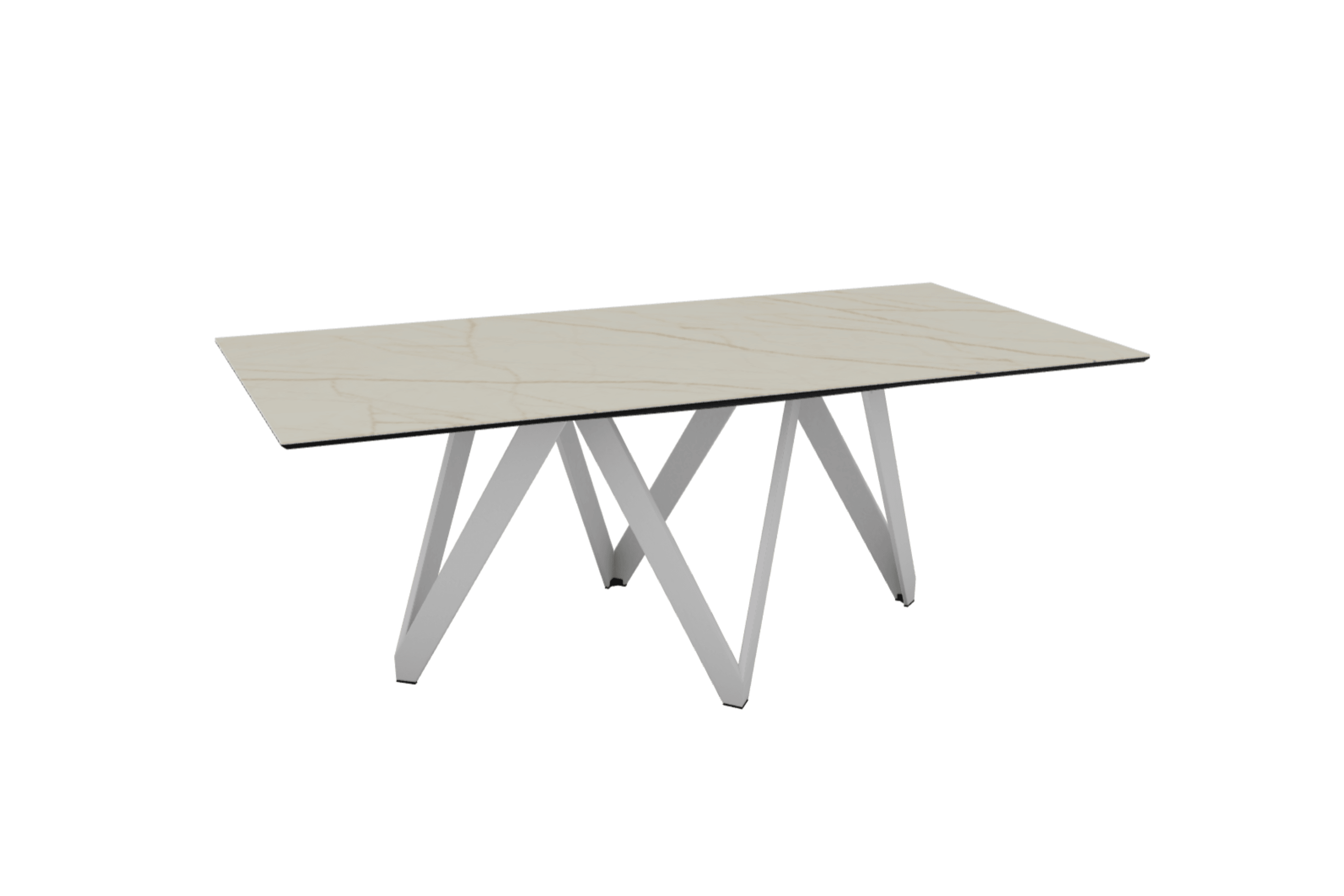 Stół prostokątny CARTESIO złoty marmur z metalową podstawą Calligaris 200 cm matowa biel Eye on Design