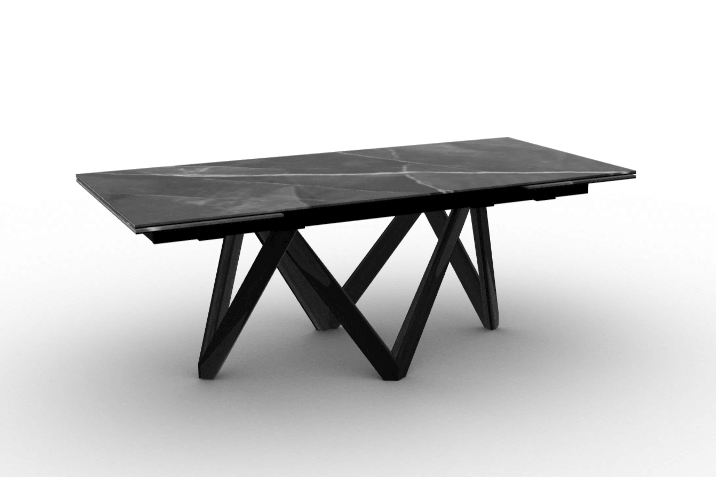 Stół prostokątny rozkładany CARTESIO antracytowy marmur Calligaris 200 cm czarne matowe drewno Eye on Design