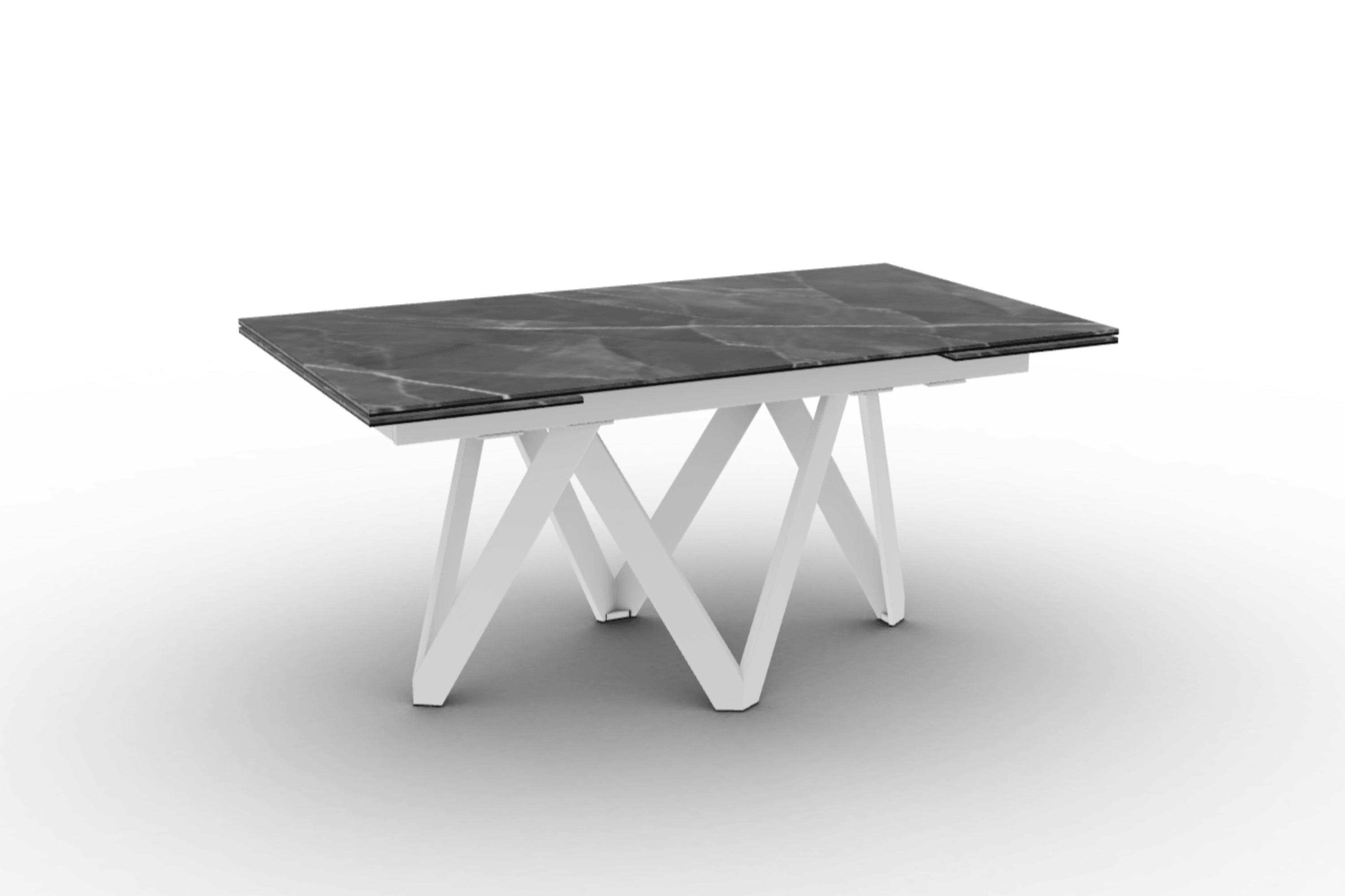 Stół prostokątny rozkładany CARTESIO antracytowy marmur Calligaris 160 cm biały matowy metal Eye on Design