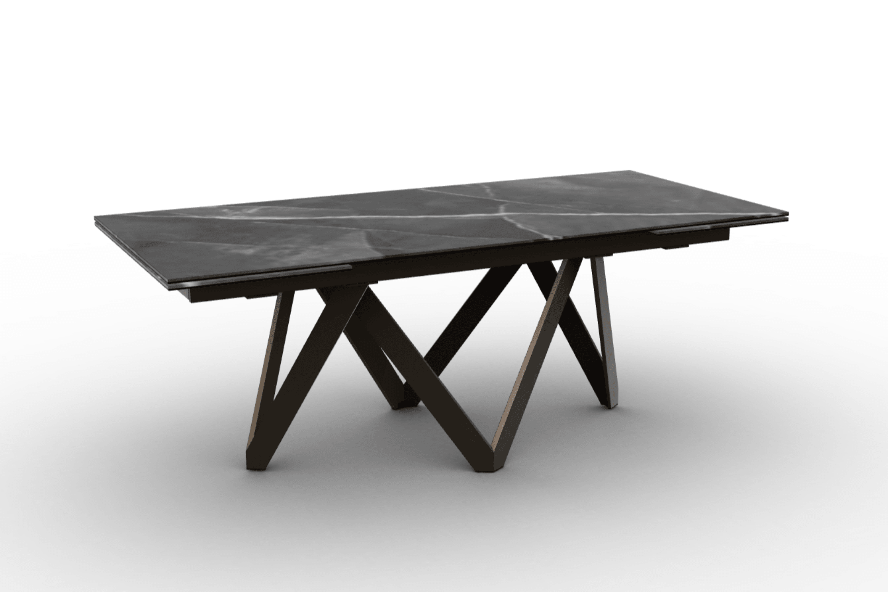Stół prostokątny rozkładany CARTESIO antracytowy marmur Calligaris 200 cm brązowy matowy metal Eye on Design