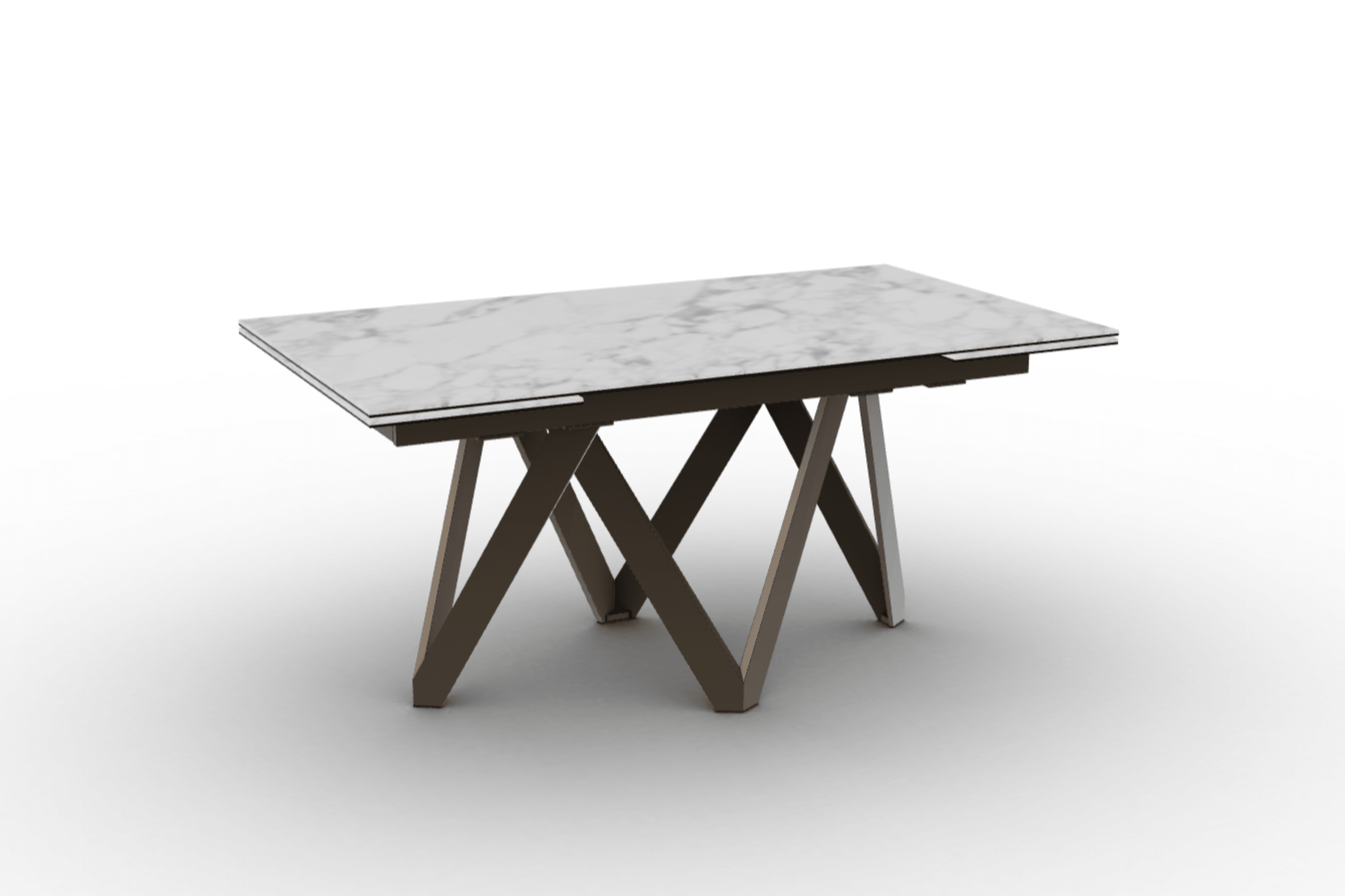 Stół prostokątny rozkładany CARTESIO biały marmur Calligaris 160 cm brązowy matowy metal Eye on Design