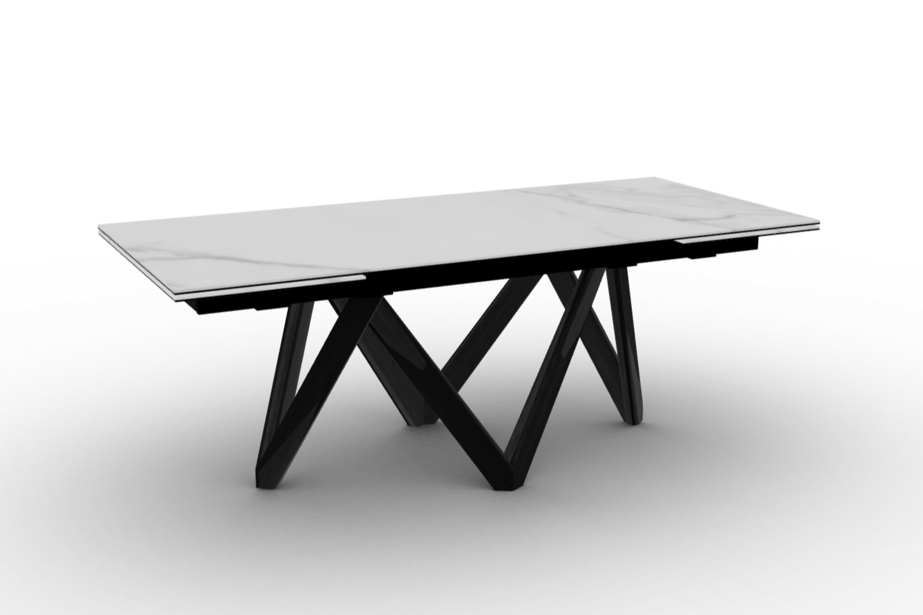 Stół prostokątny rozkładany CARTESIO kremowy marmur Calligaris 200 cm czarne matowe drewno Eye on Design