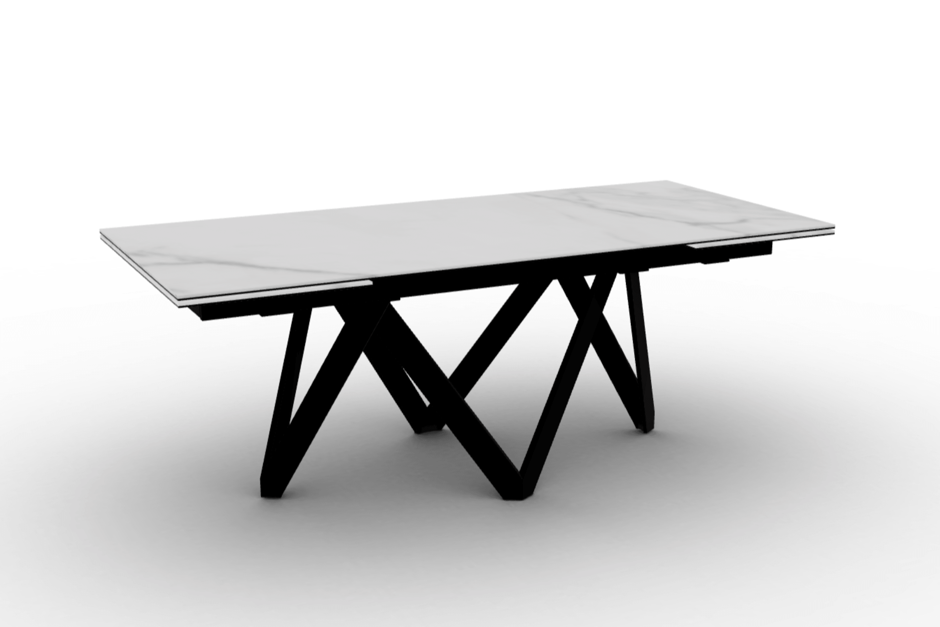 Stół prostokątny rozkładany CARTESIO kremowy marmur Calligaris 200 cm czarny matowy metal Eye on Design