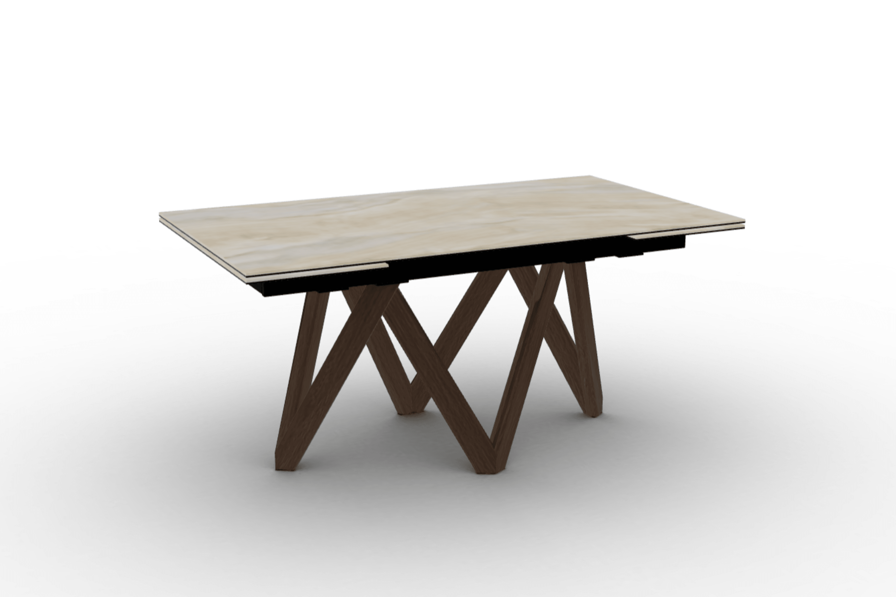 Stół prostokątny rozkładany CARTESIO piaskowy marmur Calligaris 160 cm ciemnobrązowe drewno Eye on Design