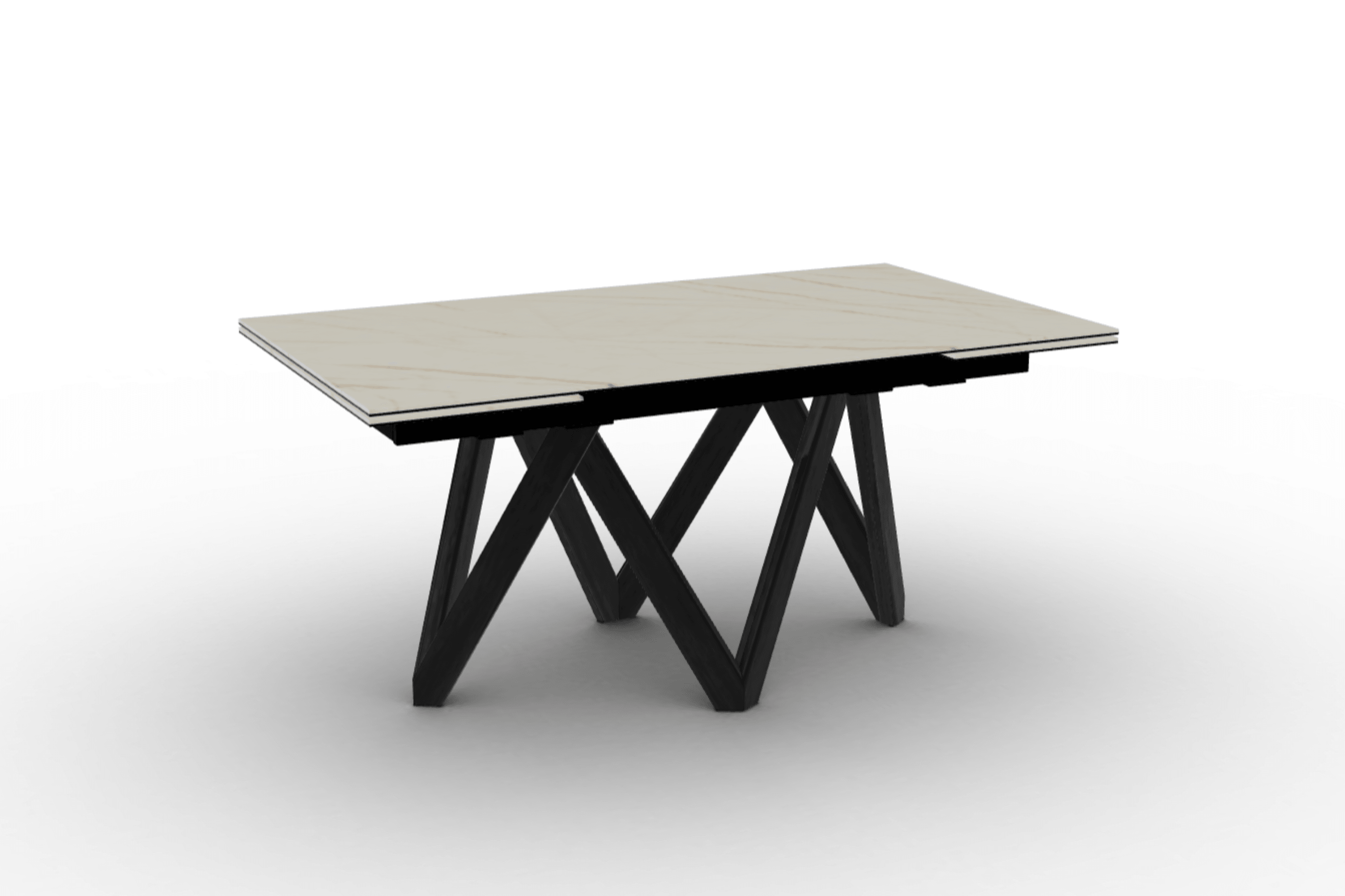 Stół prostokątny rozkładany CARTESIO złoty marmur Calligaris 160 cm czarne matowe drewno Eye on Design