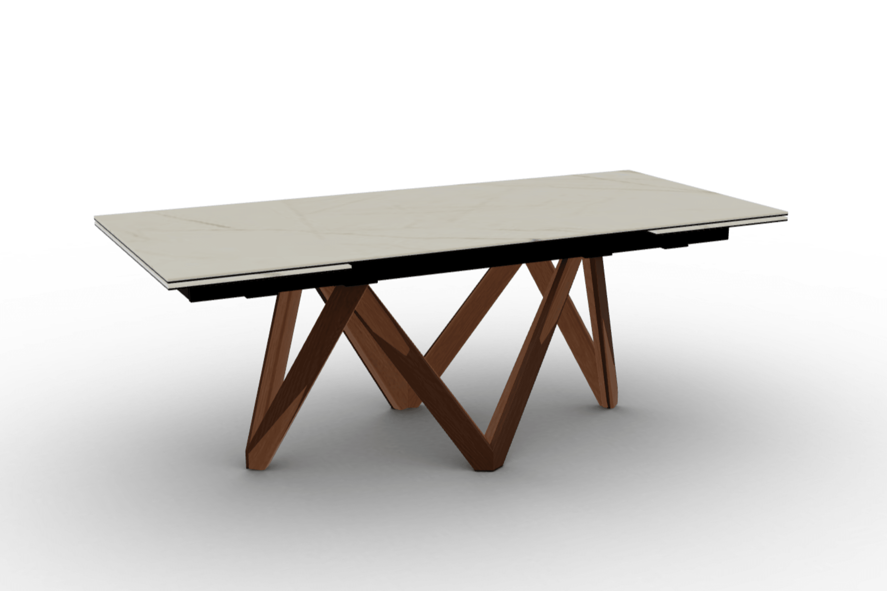 Stół prostokątny rozkładany CARTESIO złoty marmur Calligaris 200 cm orzechowe drewno Eye on Design