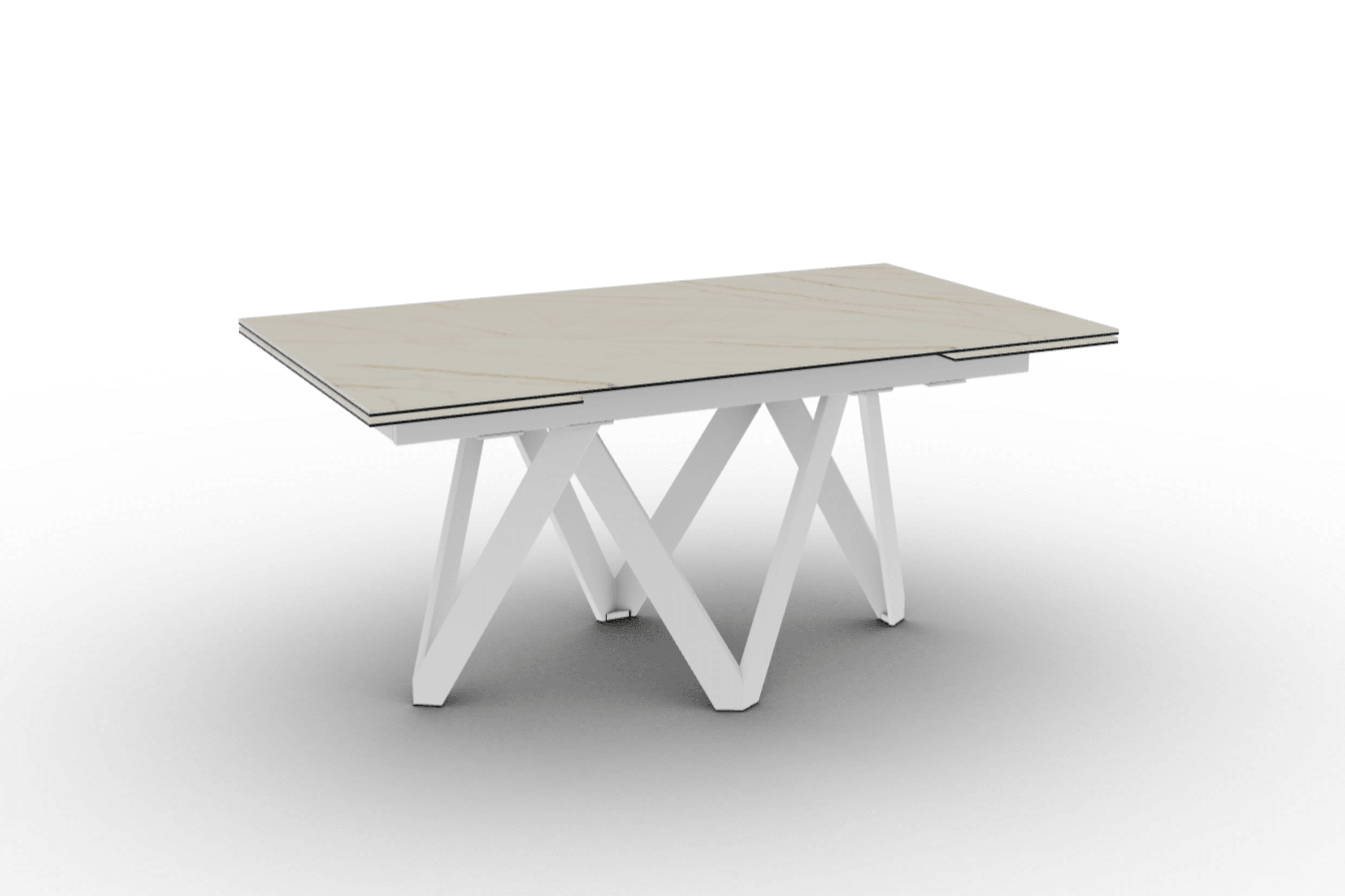 Stół prostokątny rozkładany CARTESIO złoty marmur Calligaris 160 cm biały matowy metal Eye on Design