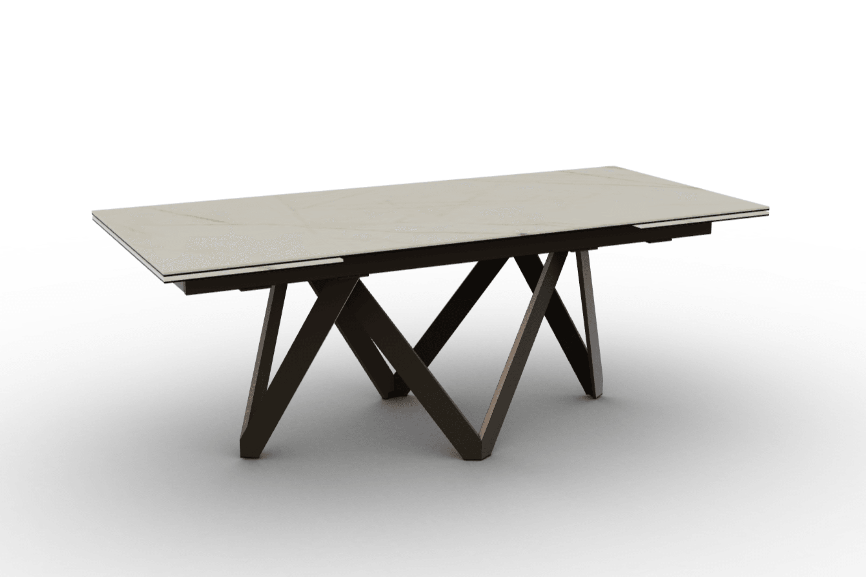 Stół prostokątny rozkładany CARTESIO złoty marmur Calligaris 200 cm brązowy matowy metal Eye on Design